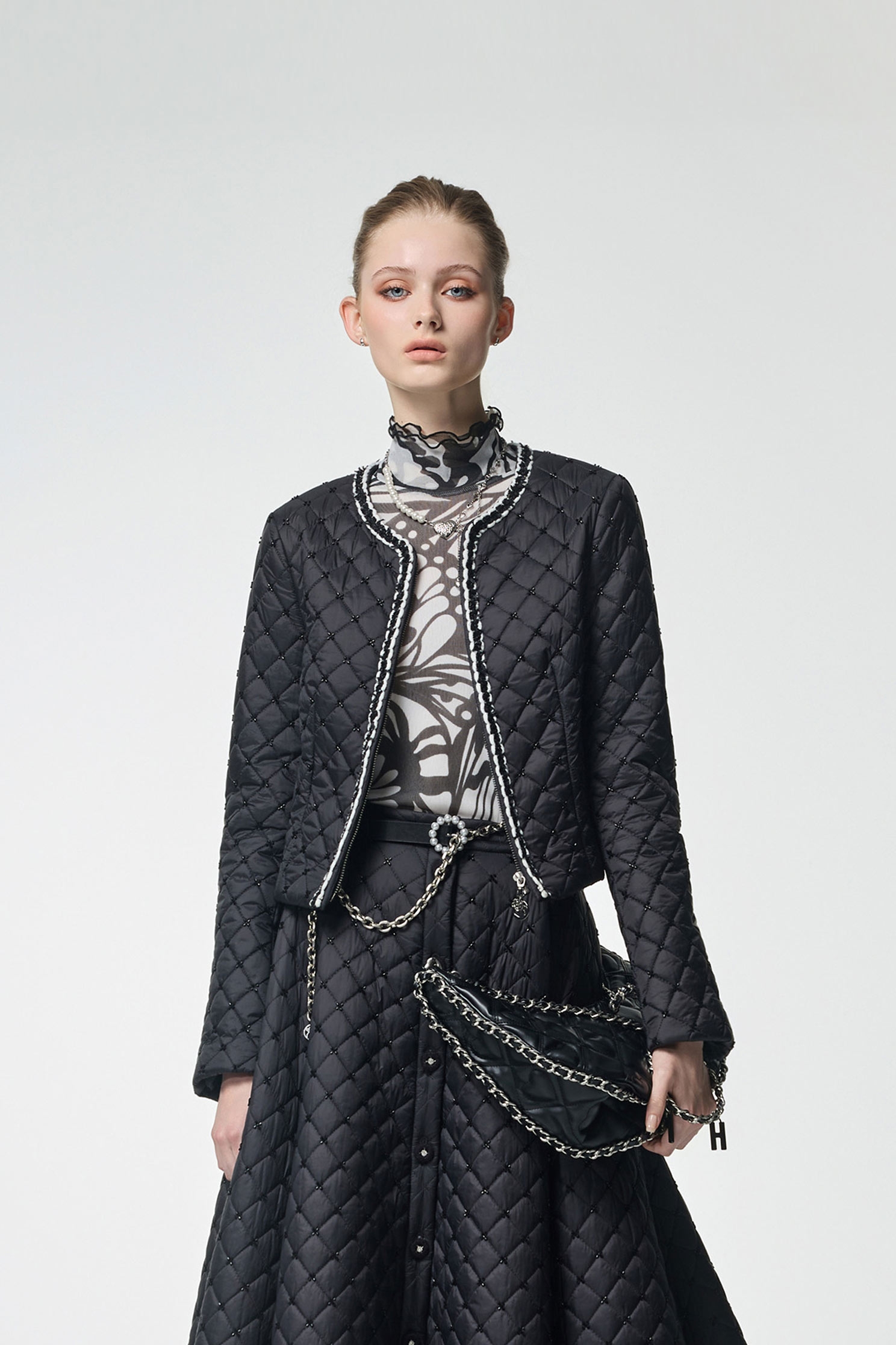 Front Zip Quilted Crop JacketFront Zip Quilted Crop Jacket,Jackets,Office Looks,Outerwear,co-ord sets,Season (AW) Look