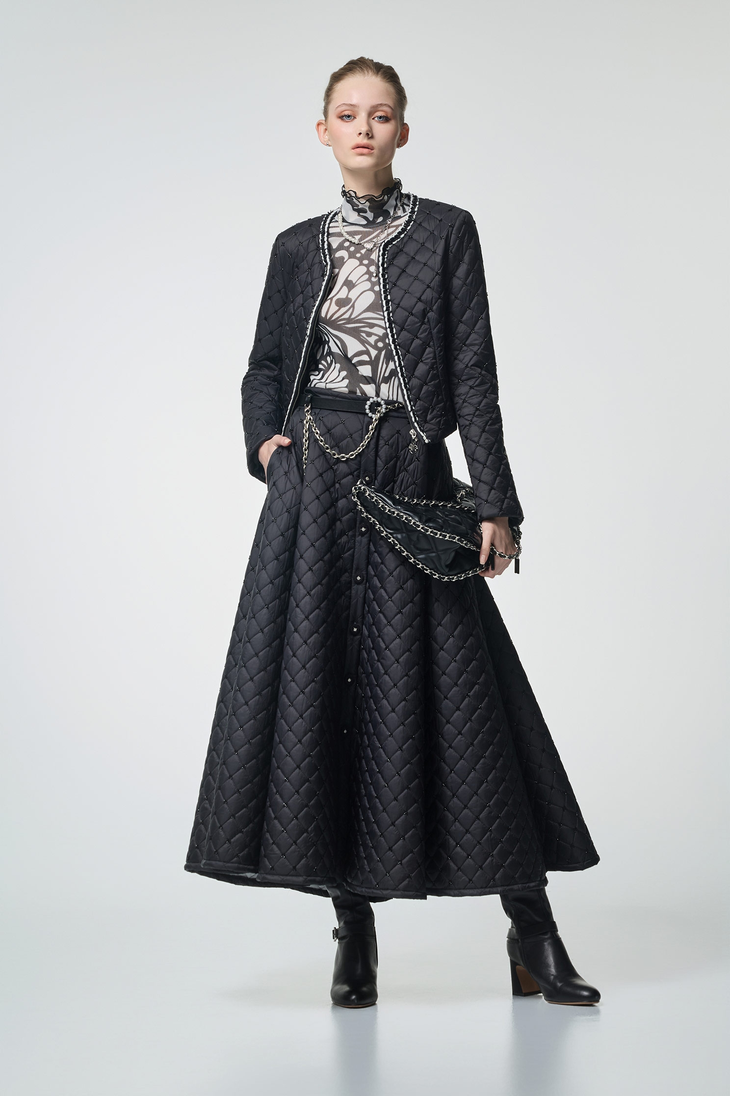 Front Zip Quilted Crop JacketFront Zip Quilted Crop Jacket,Jackets,Office Looks,Outerwear,co-ord sets,Season (AW) Look