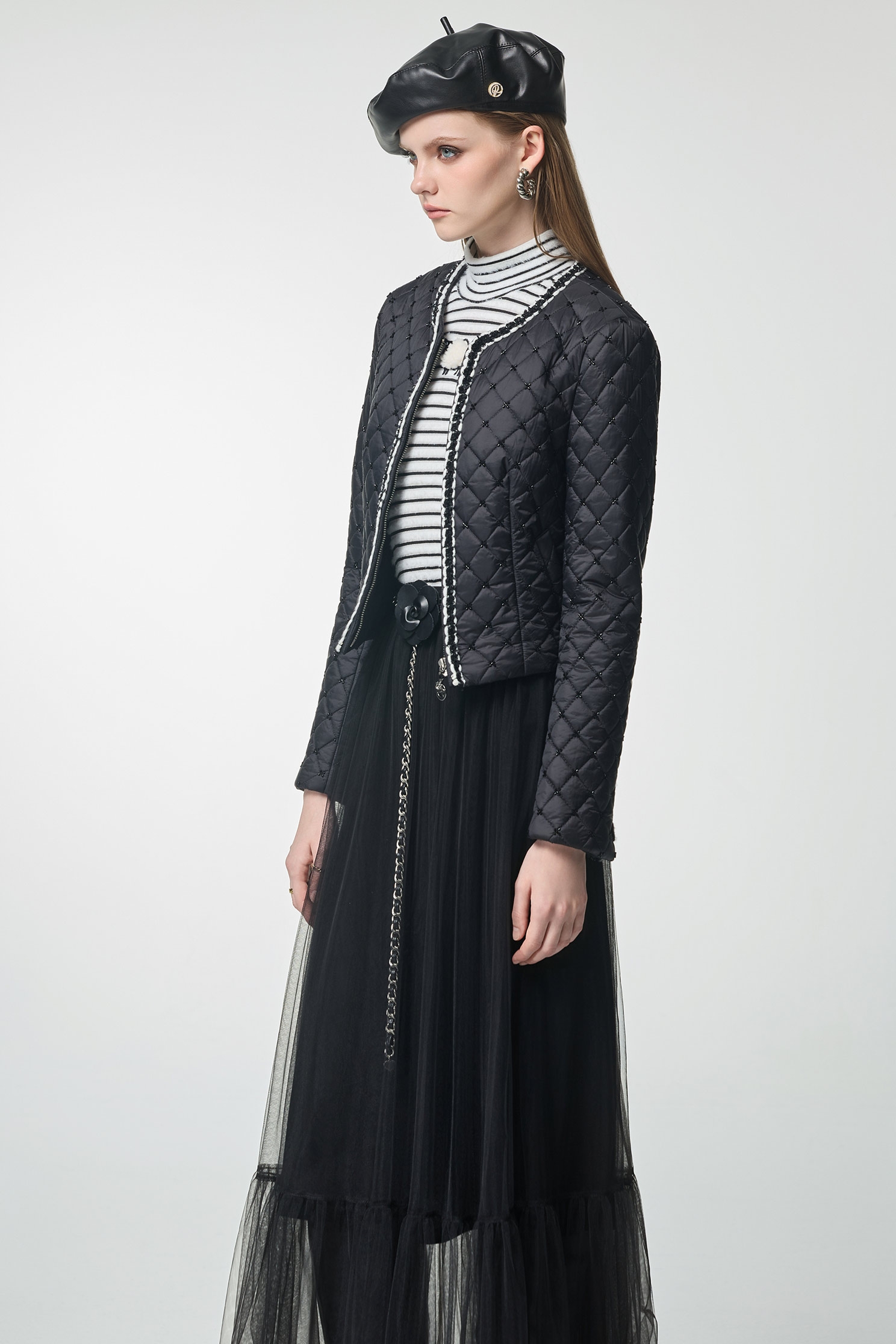 Front Zip Quilted Crop JacketFront Zip Quilted Crop Jacket,Jackets,Office Looks,Outerwear,co-ord sets,Season (AW) Look