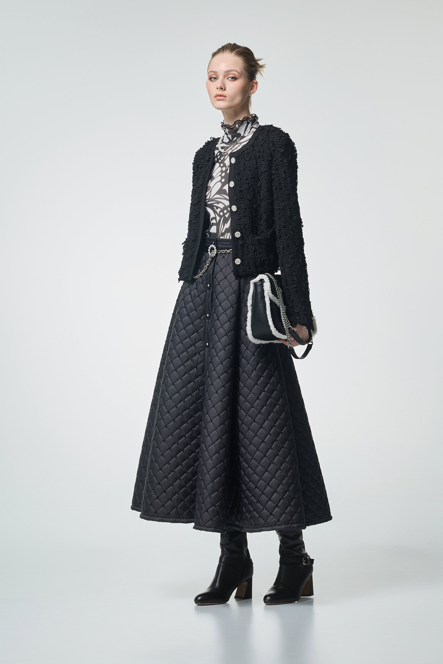 Textured Crop Black JacketTextured Crop Black Jacket,Jackets,Office Looks,Outerwear,co-ord sets,pearl,Season (AW) Look,Valentine,blossoms