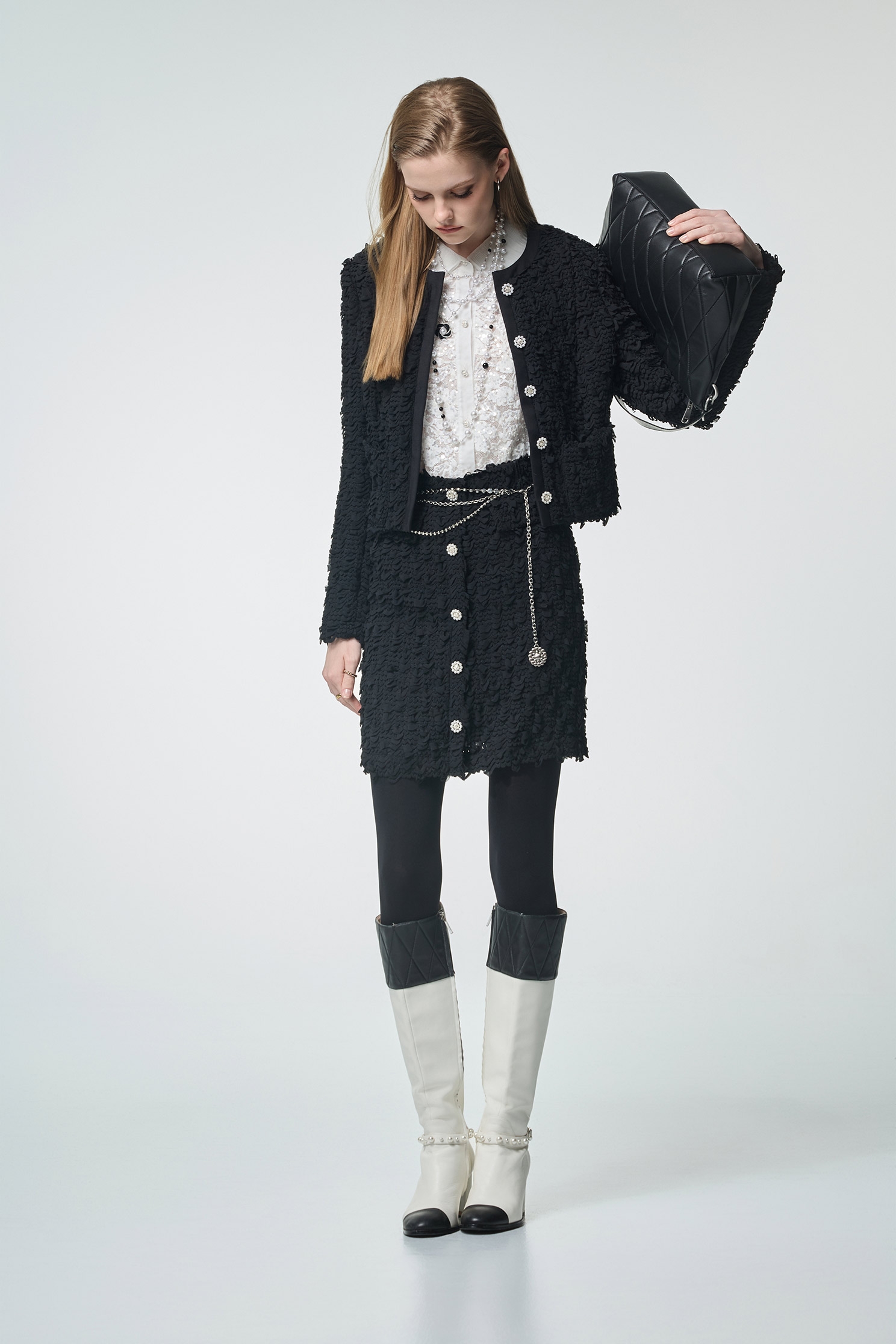 Textured Crop Black JacketTextured Crop Black Jacket,Jackets,Office Looks,Outerwear,co-ord sets,pearl,Season (AW) Look,Valentine,blossoms