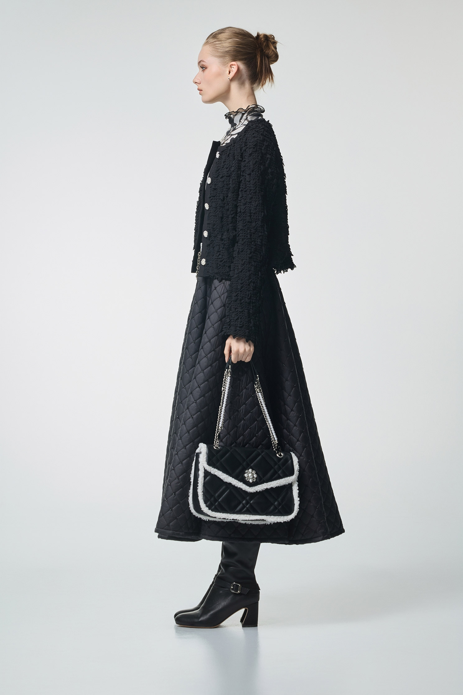 Textured Crop Black JacketTextured Crop Black Jacket,Jackets,Office Looks,Outerwear,co-ord sets,pearl,Season (AW) Look,Valentine,blossoms