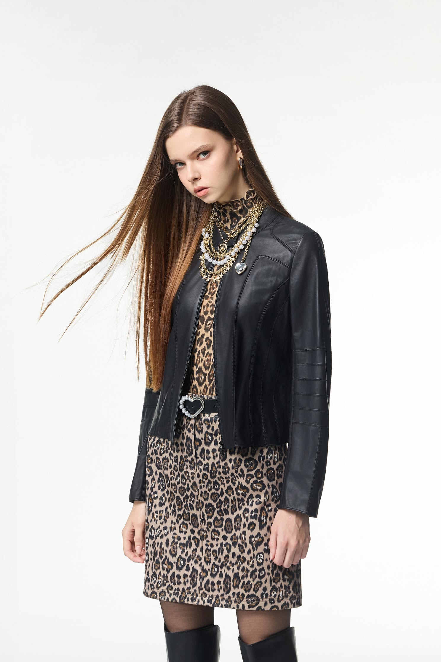 Front Zip Leather JacketFront Zip Leather Jacket,Jackets,Outerwear,Lether jackets,Leather,Season (AW) Look,Black outerwear