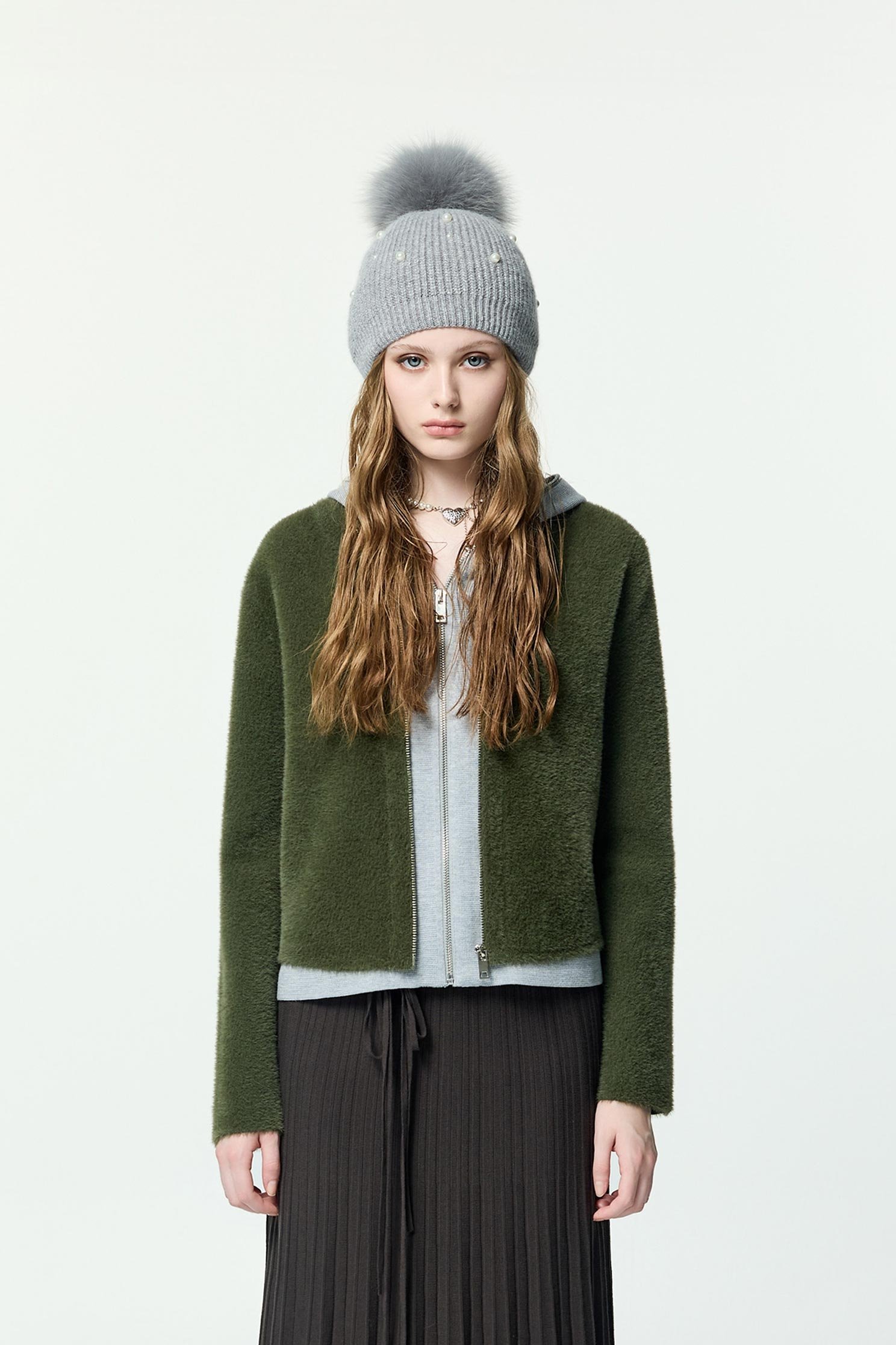 Fake Two Piece Faux Fur JacketFake Two Piece Faux Fur Jacket,Jackets,Outerwear,Season (AW) Look,Knitted,Knitted coats