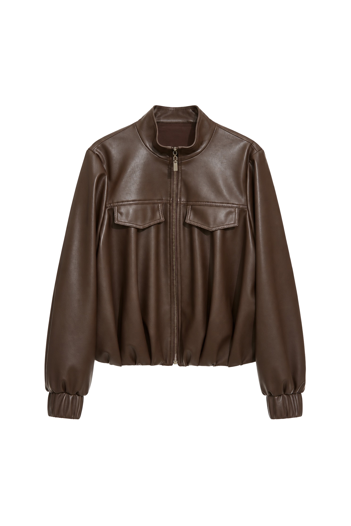 PU Pleated Detail Coco Brown JacketPU Pleated Detail Coco Brown Jacket,Jackets,Outerwear,Leather,Season (AW) Look