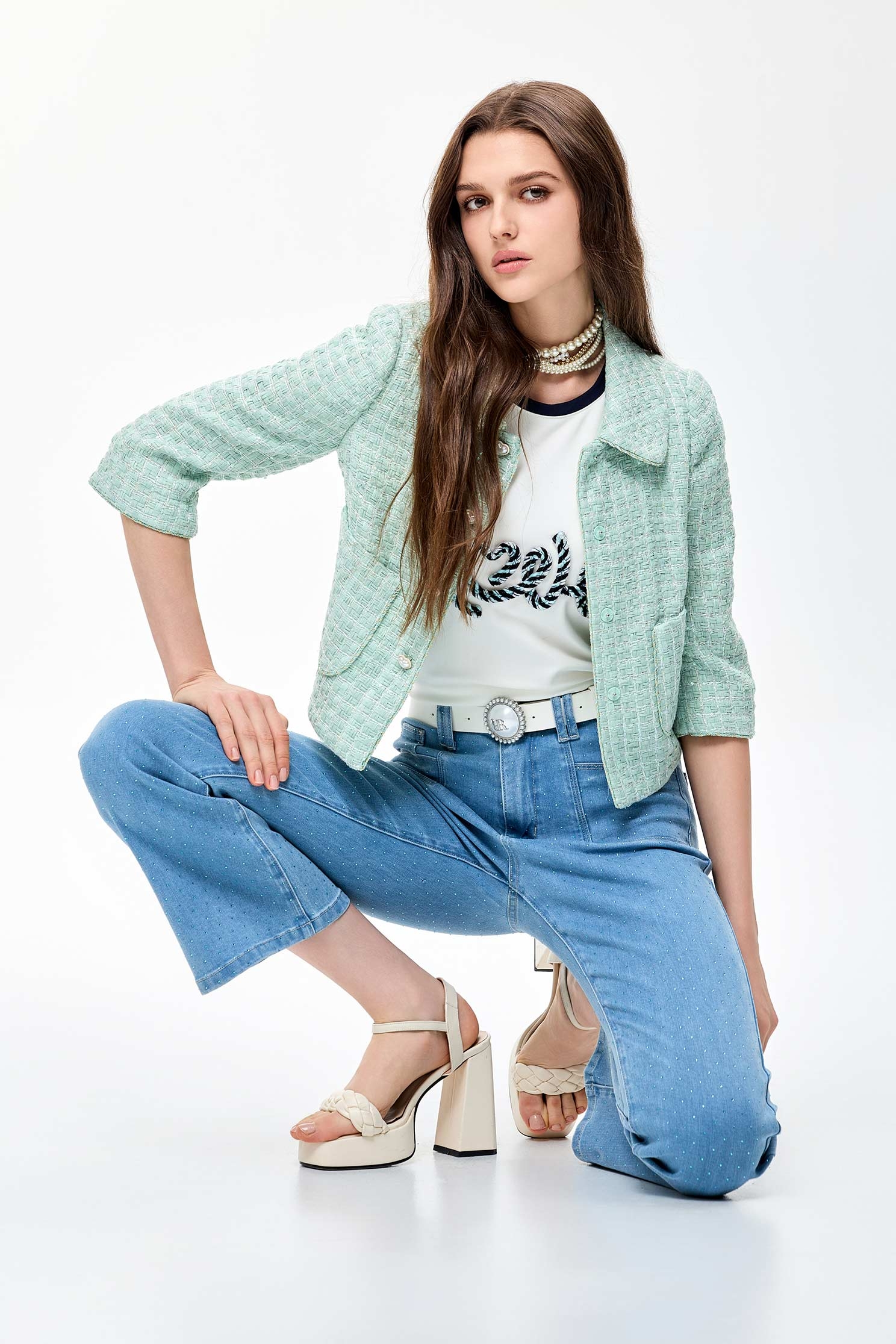 Classic Collar Jacket With Sequin DetailClassic Collar Jacket With Sequin Detail,Jackets,Season (SS) Look