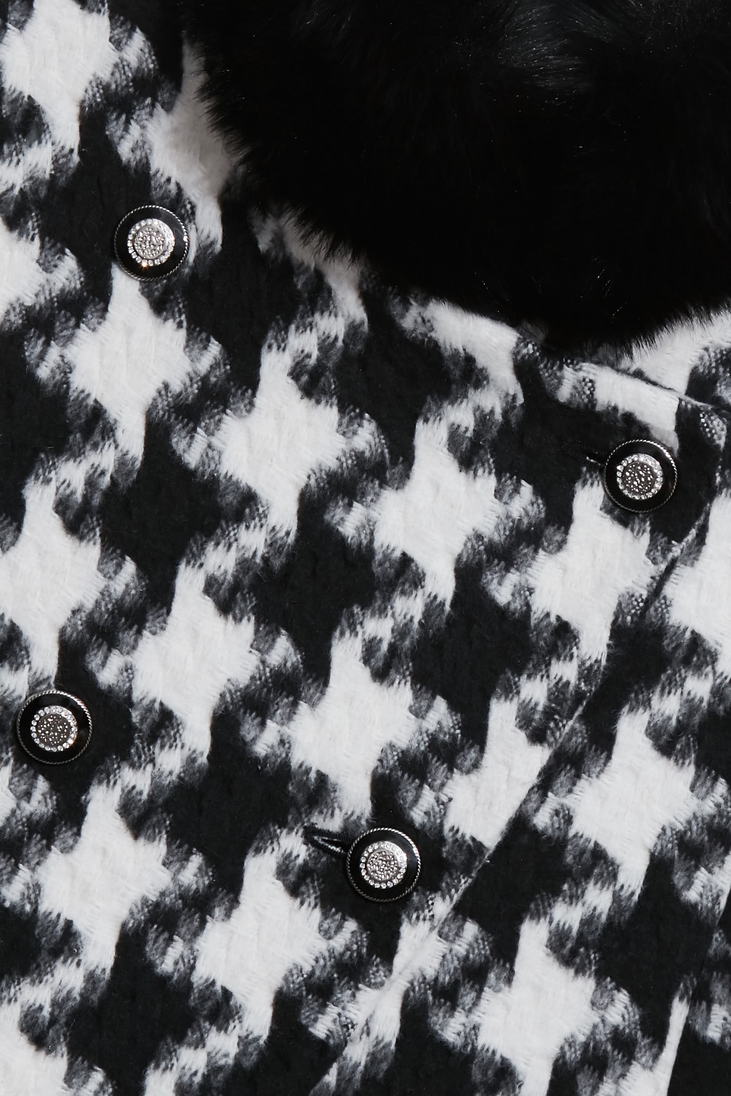 Houndstooth Faux Fur Collar Cape JacketHoundstooth Faux Fur Collar Cape Jacket,Jackets,Outerwear,Season (AW) Look