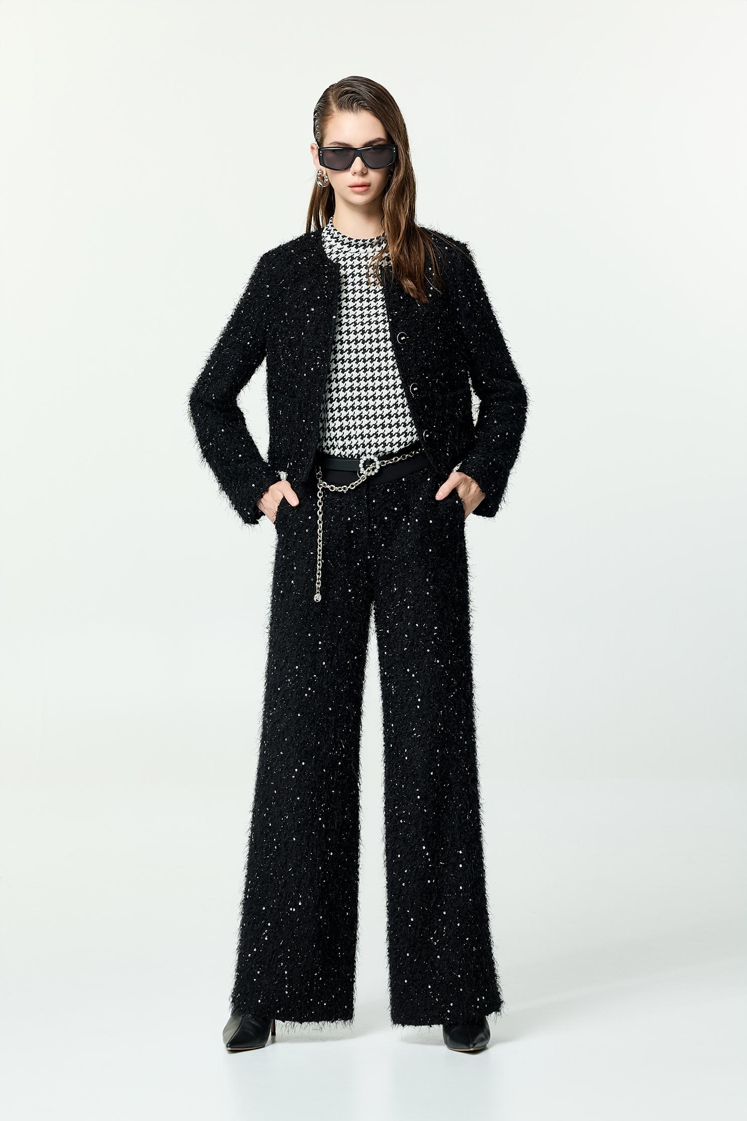 Fringe Detail Sequin JacketFringe Detail Sequin Jacket,Jackets,Outerwear,Season (AW) Look,Black outerwear