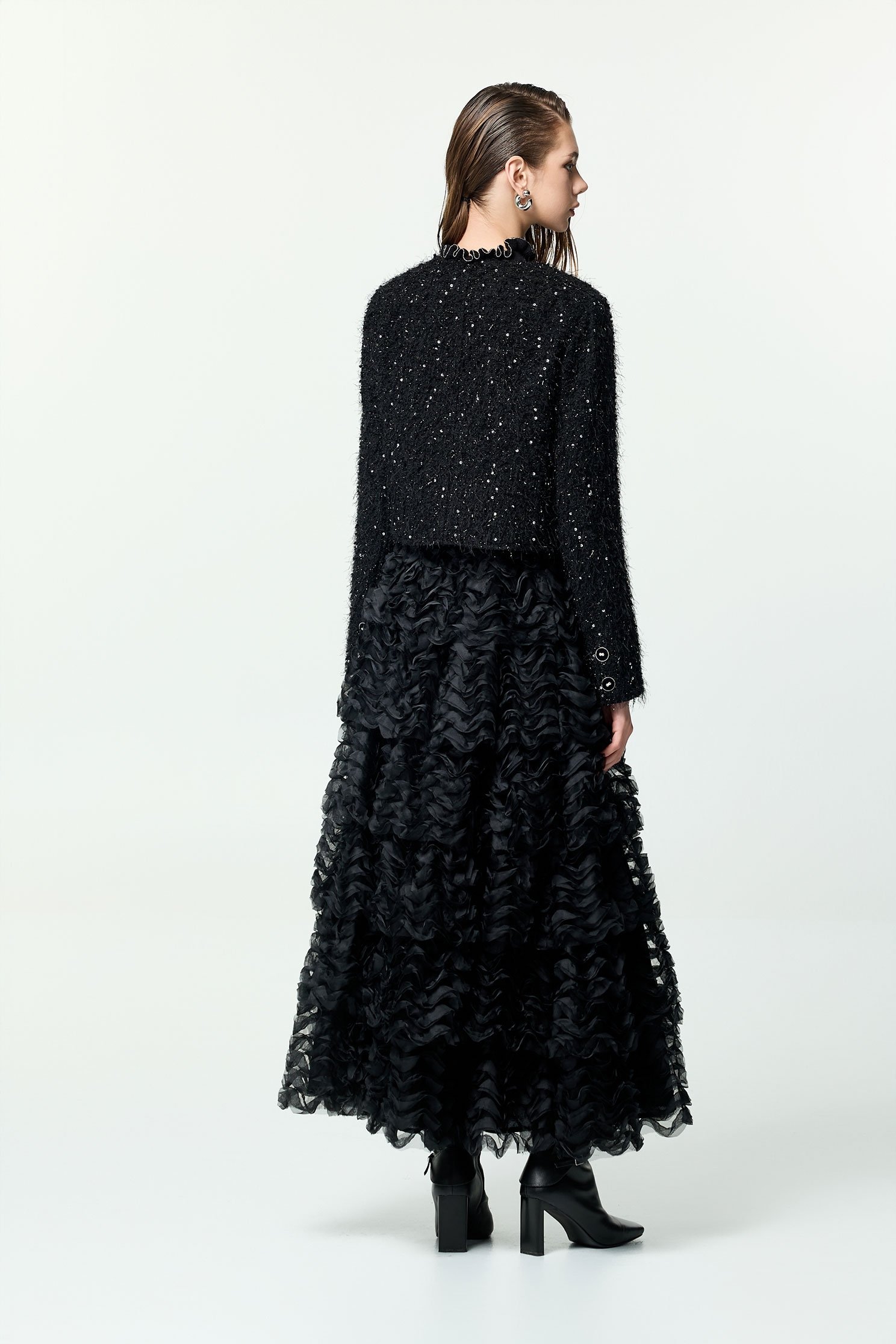 Fringe Detail Sequin JacketFringe Detail Sequin Jacket,Jackets,Outerwear,Season (AW) Look,Black outerwear