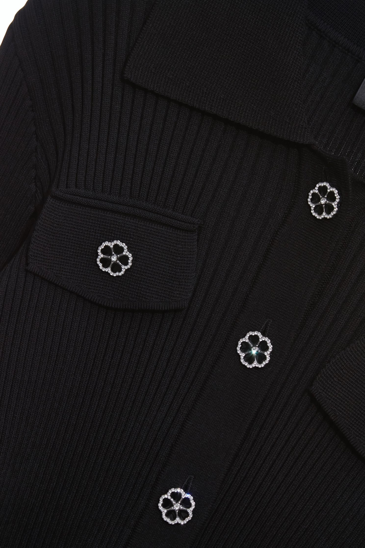 Floral Button Long Sleeve Knit CardiganFloral Button Long Sleeve Knit Cardigan,Jackets,Outerwear,Season (AW) Look,Knitted,Knitted coats,Black outerwear