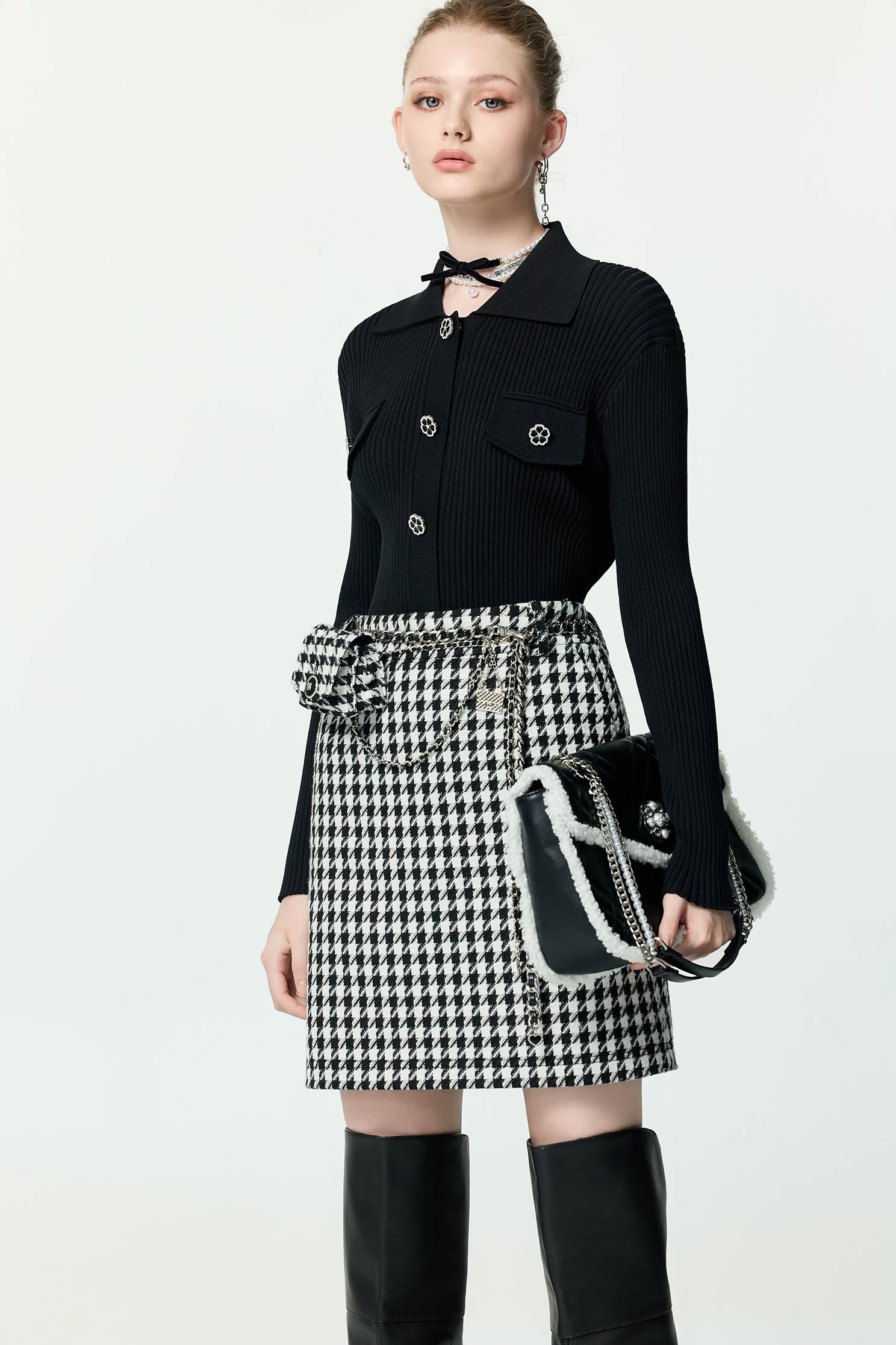 Floral Button Long Sleeve Knit CardiganFloral Button Long Sleeve Knit Cardigan,Jackets,Outerwear,Season (AW) Look,Knitted,Knitted coats,Black outerwear