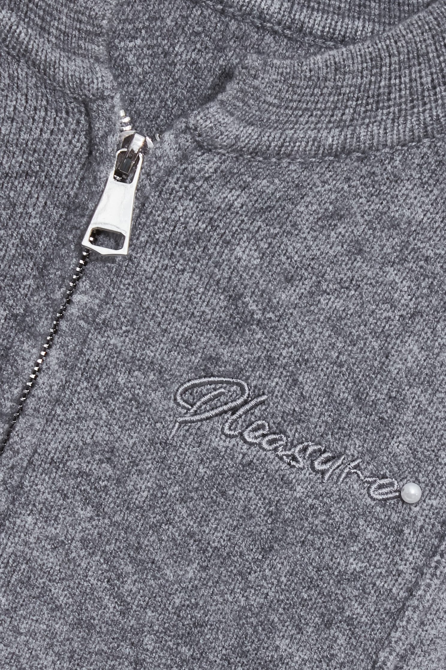 Front Zip Grey Knit CardiganFront Zip Grey Knit Cardigan,Jackets,Outerwear,pearl,Season (AW) Look,Knitted,Knitted coats