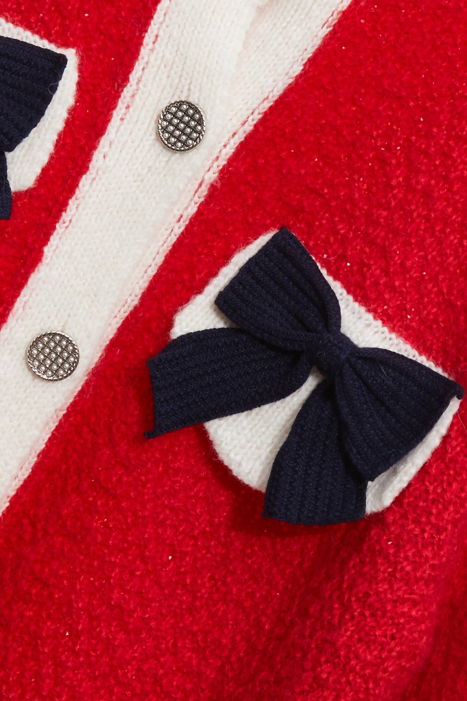 Navy Bow Detail Red CardiganNavy Bow Detail Red Cardigan,Tops,Outerwear,Season (AW) Look,Valentine,bows,Knitted,Knitted coats