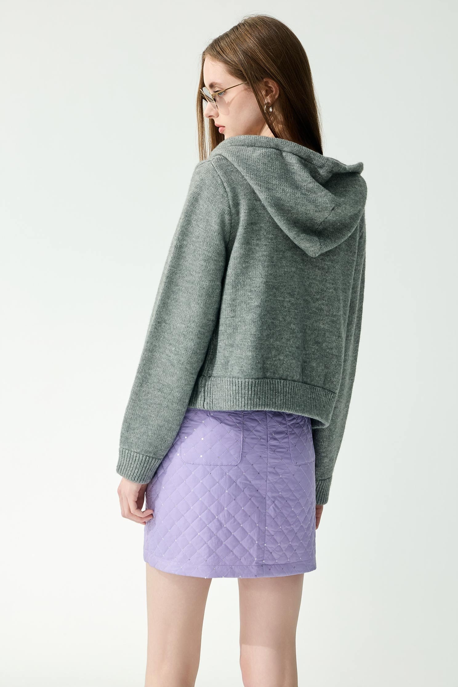 Front Slogan Hoodie Knit TopFront Slogan Hoodie Knit Top,Jackets,Outerwear,Season (AW) Look,Knitted,Knitted coats