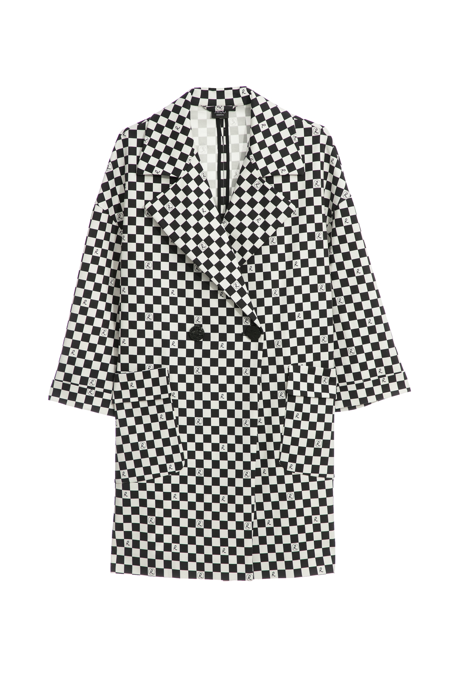 R Logo Checkered Trench CoatR Logo Checkered Trench Coat,Jackets,Season (SS) Look,longcoats