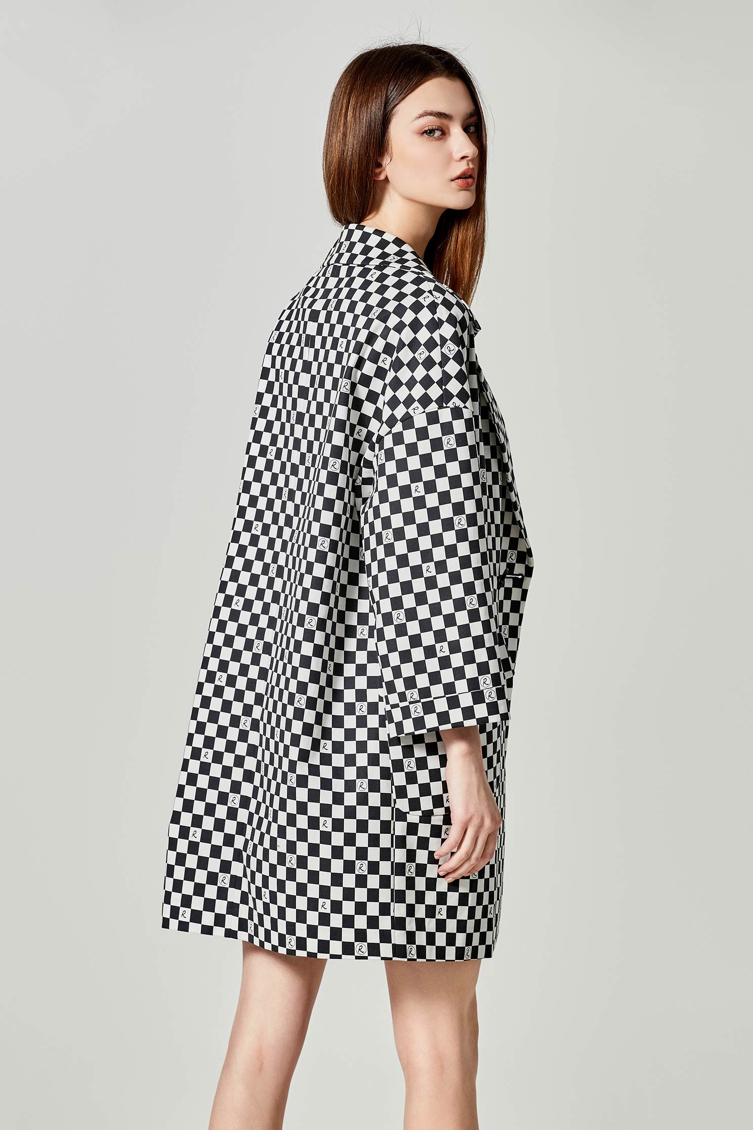 R Logo Checkered Trench CoatR Logo Checkered Trench Coat,Jackets,Season (SS) Look,longcoats