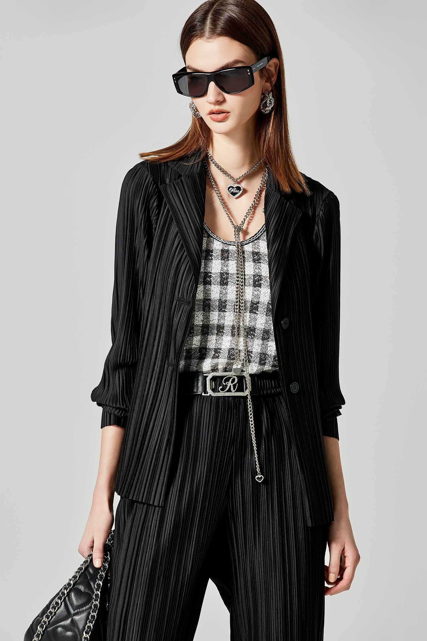 Full Pleated Mid Length JacketFull Pleated Mid Length Jacket,Jackets,Outerwear,Season (SS) Look,Belts