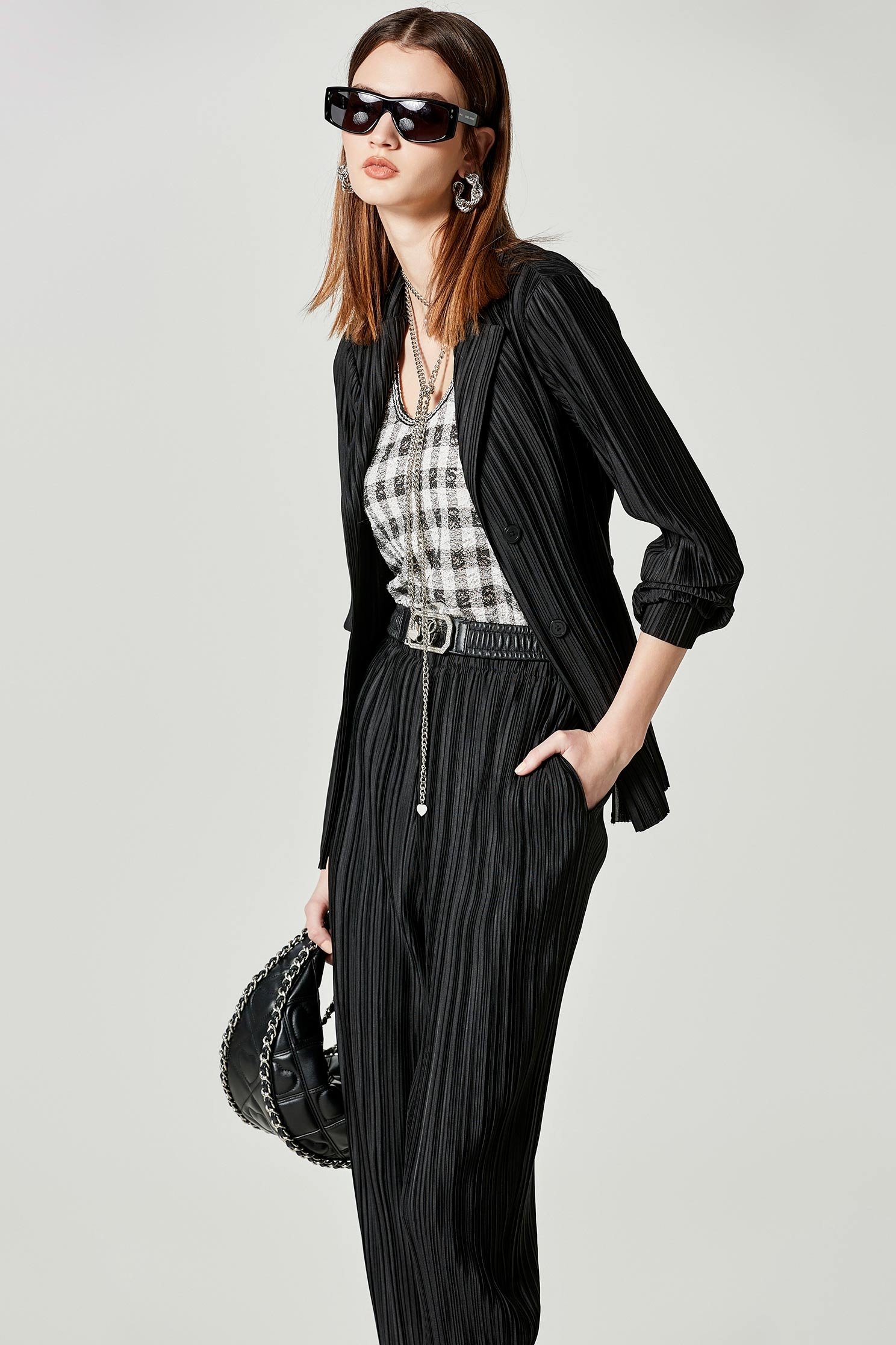 Full Pleated Mid Length JacketFull Pleated Mid Length Jacket,Jackets,Outerwear,Season (SS) Look,Belts