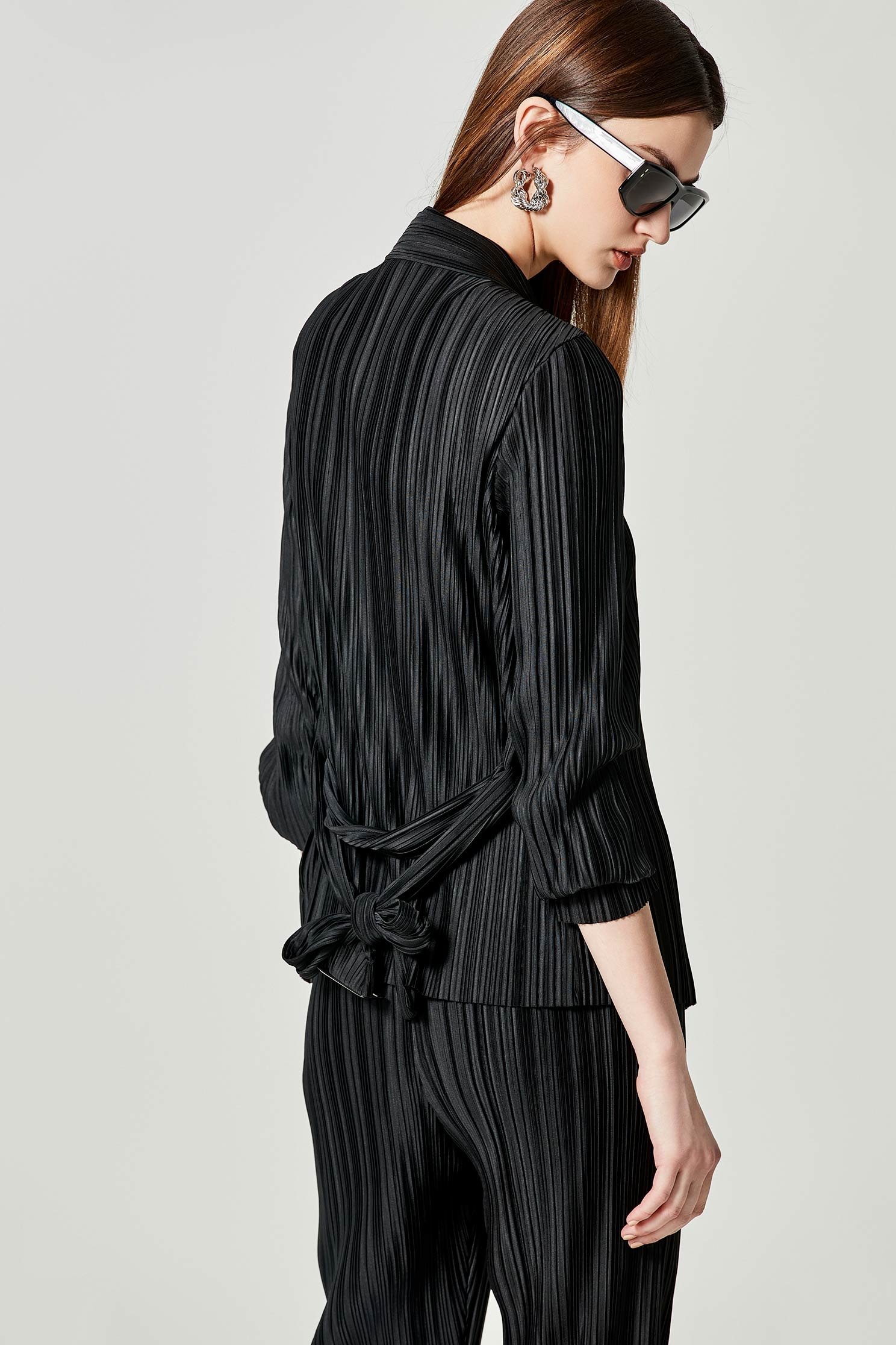 Full Pleated Mid Length JacketFull Pleated Mid Length Jacket,Jackets,Outerwear,Season (SS) Look,Belts