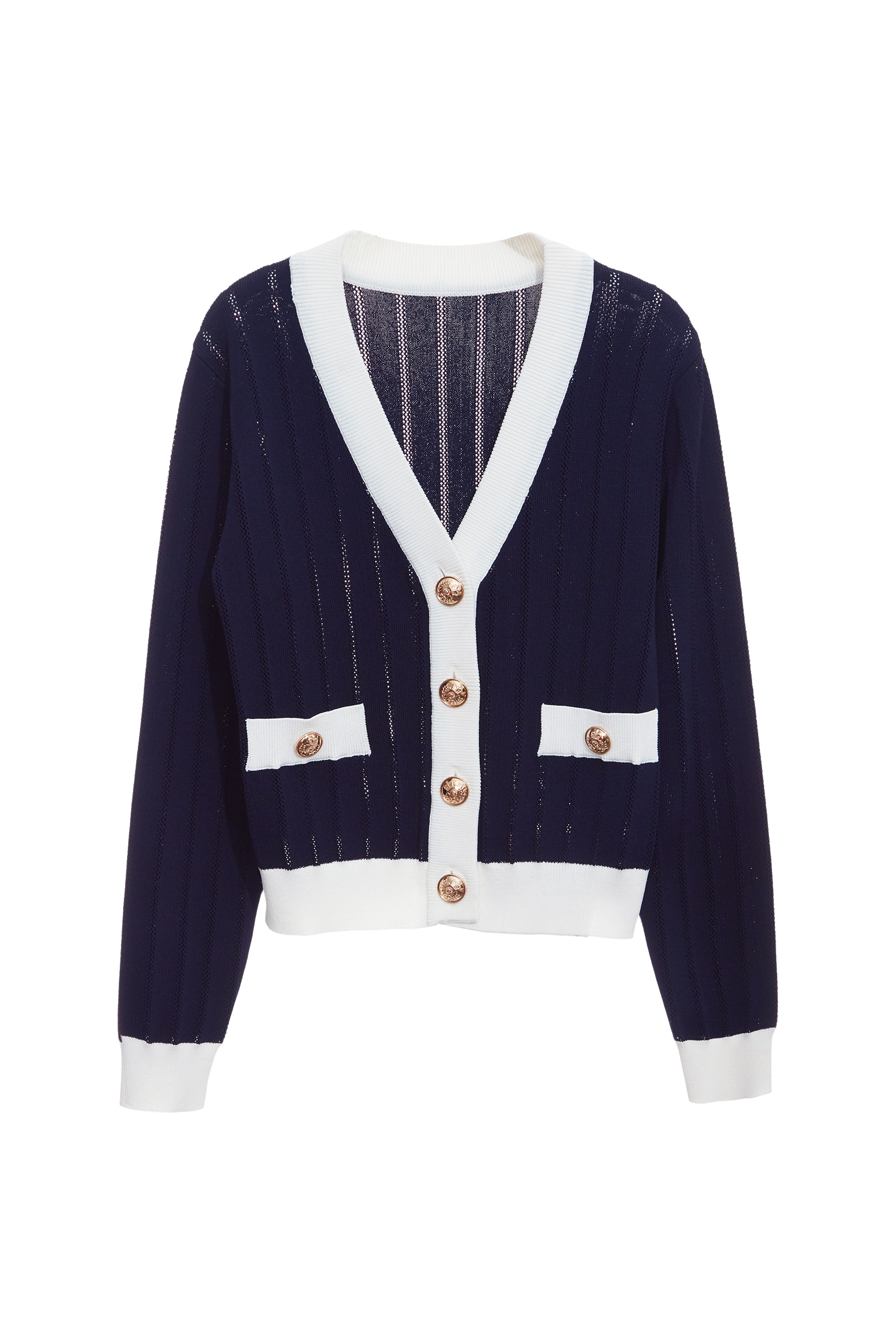 V-neck Navy CardiganV-neck Navy Cardigan,Outerwear,Season (SS) Look,Knitted,Knitted coats