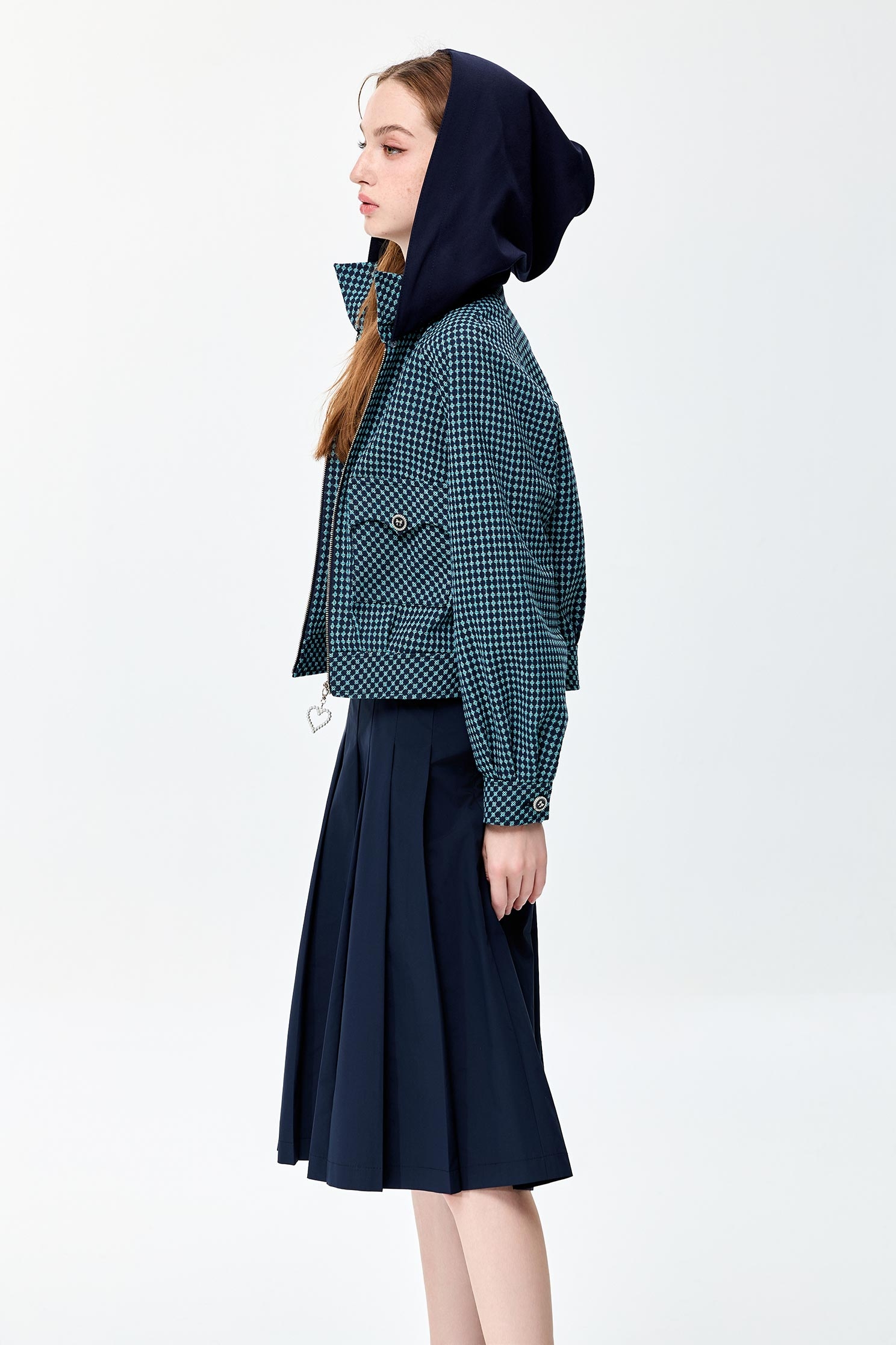 Plaid Green Hoodie JacketPlaid Green Hoodie Jacket,Jackets,Outerwear,Season (SS) Look,Plaid,Hoodie jackets