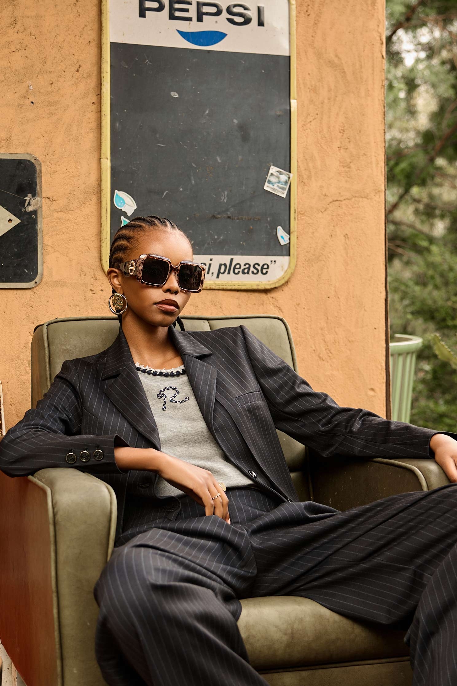 Pinstripe Navy Crop BlazerPinstripe Navy Crop Blazer,Outerwear,Season (SS) Look,Stripe,Blazers,Long sleeve outerwear