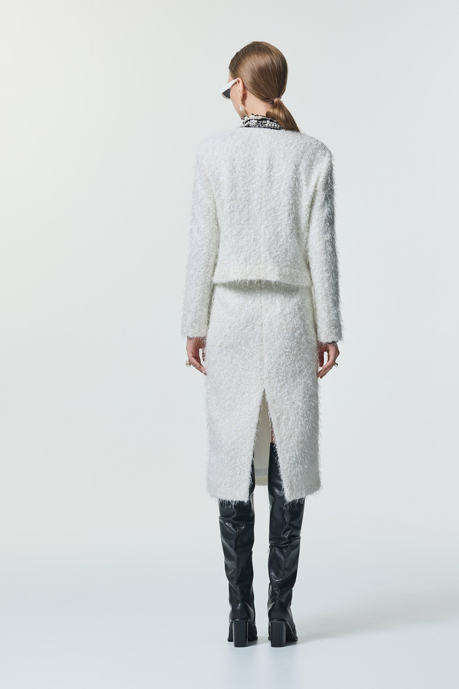 Contrast Black Bow Fringe JacketContrast Black Bow Fringe Jacket,Jackets,Outerwear,Season (SS) Look,White outerwear,bows