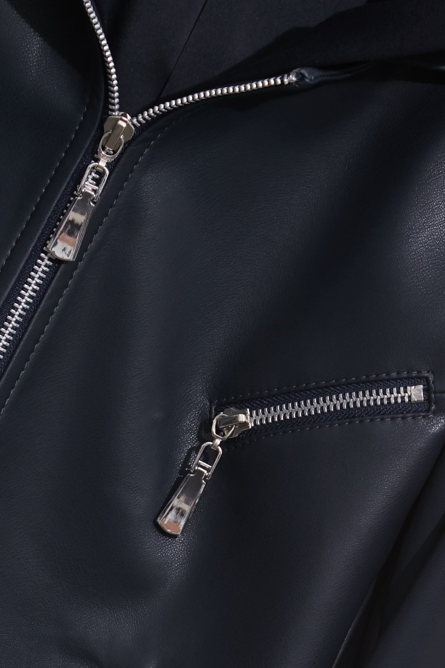 Front Zip Hoodie PU JacketFront Zip Hoodie PU Jacket,Jackets,Outerwear,Season (SS) Look