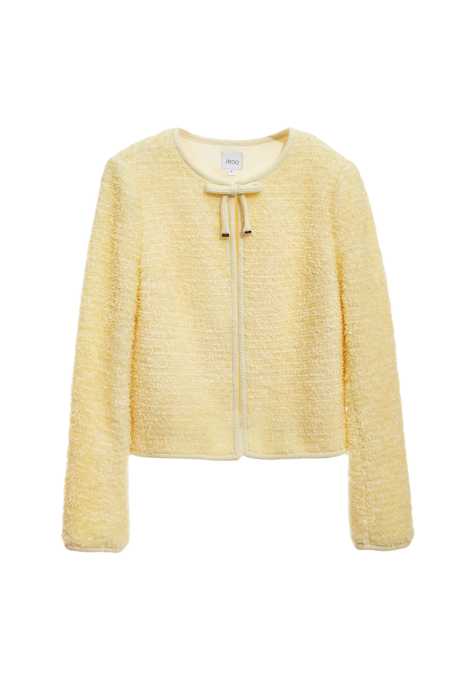 Pale Yellow Front Bow Detail JacketPale Yellow Front Bow Detail Jacket,Jackets,Outerwear,Season (AW) Look,bows