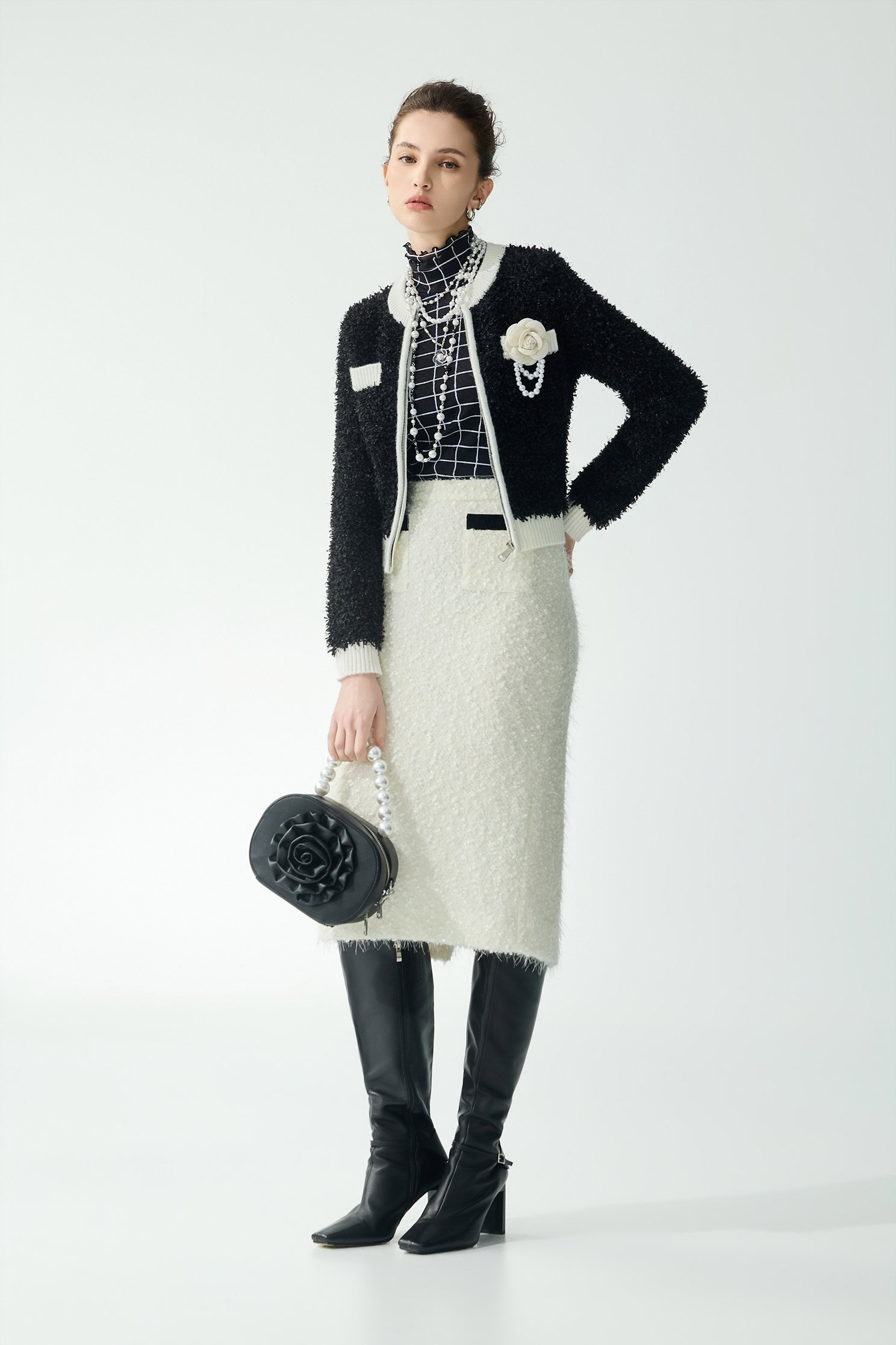 Front Zip Fringe Knit CardiganFront Zip Fringe Knit Cardigan,Jackets,Outerwear,Season (SS) Look,Knitted,Knitted coats,Black outerwear