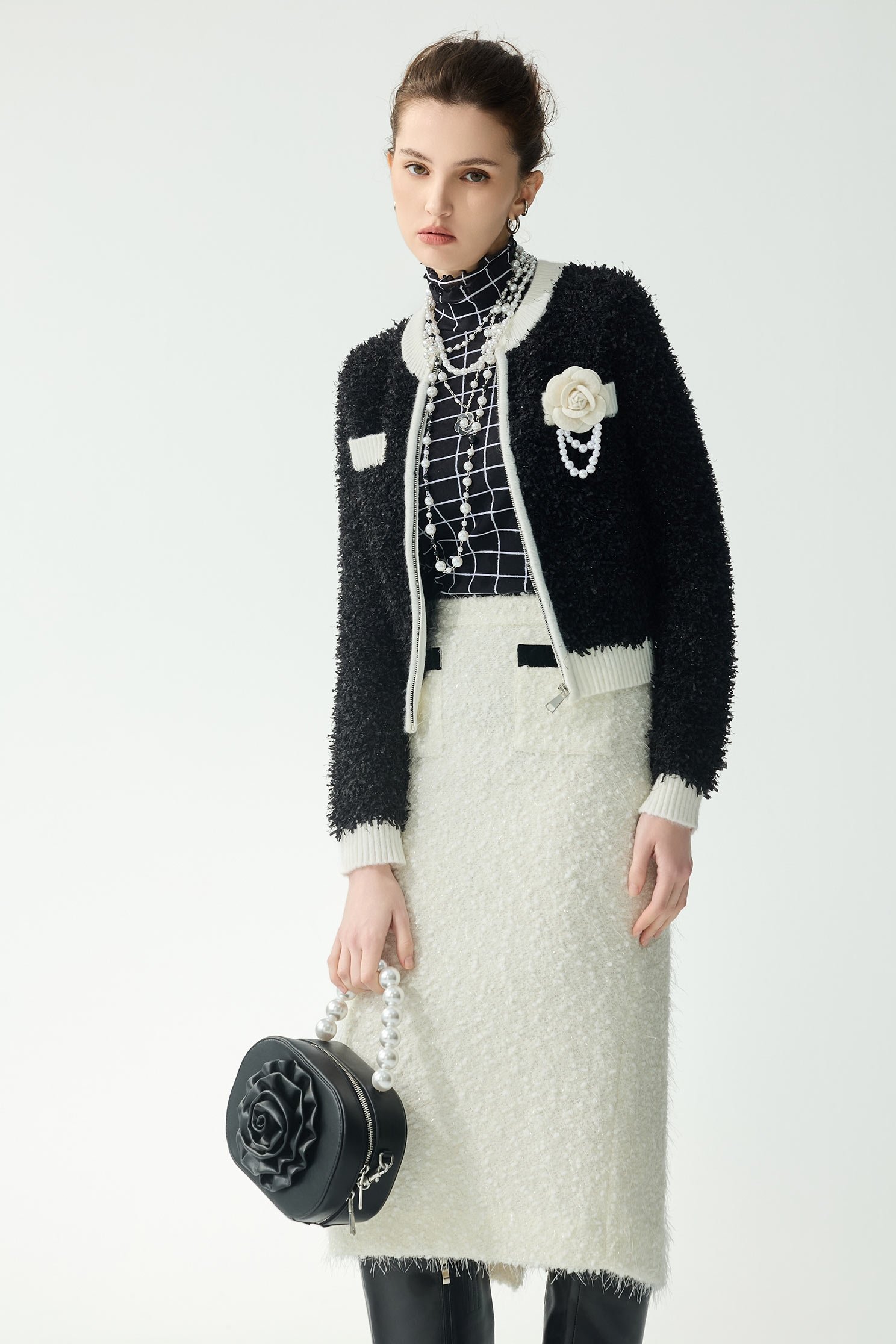 Front Zip Fringe Knit CardiganFront Zip Fringe Knit Cardigan,Jackets,Outerwear,Season (SS) Look,Knitted,Knitted coats,Black outerwear