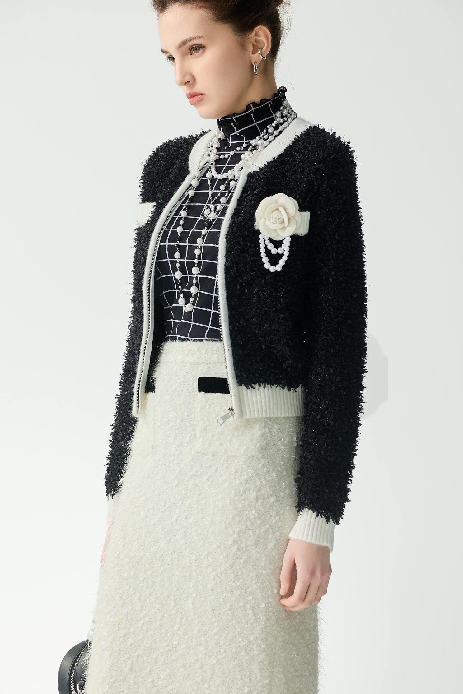 Front Zip Fringe Knit CardiganFront Zip Fringe Knit Cardigan,Jackets,Outerwear,Season (SS) Look,Knitted,Knitted coats,Black outerwear