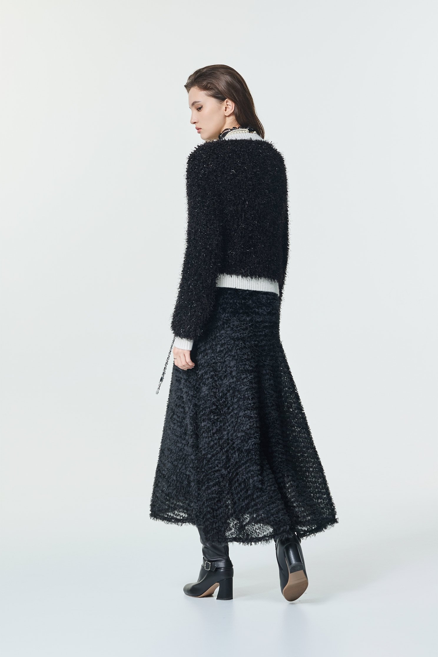 Front Zip Fringe Knit CardiganFront Zip Fringe Knit Cardigan,Jackets,Outerwear,Season (SS) Look,Knitted,Knitted coats,Black outerwear