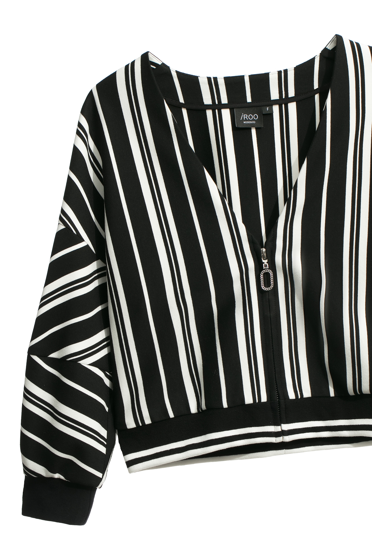 Black White Stripe Contrast Crop JacketBlack White Stripe Contrast Crop Jacket,Jackets,Outerwear,Season (SS) Look,Stripe