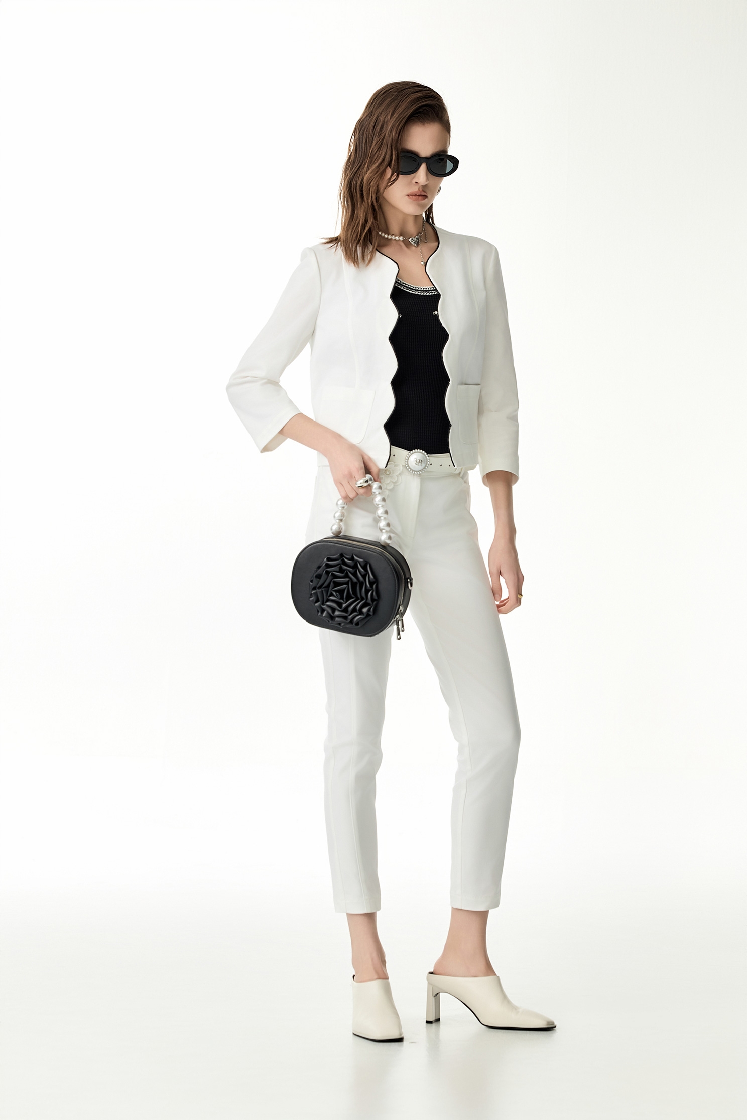 Scallop Trim Detail Crop JacketScallop Trim Detail Crop Jacket,Jackets,Outerwear,Season (SS) Look