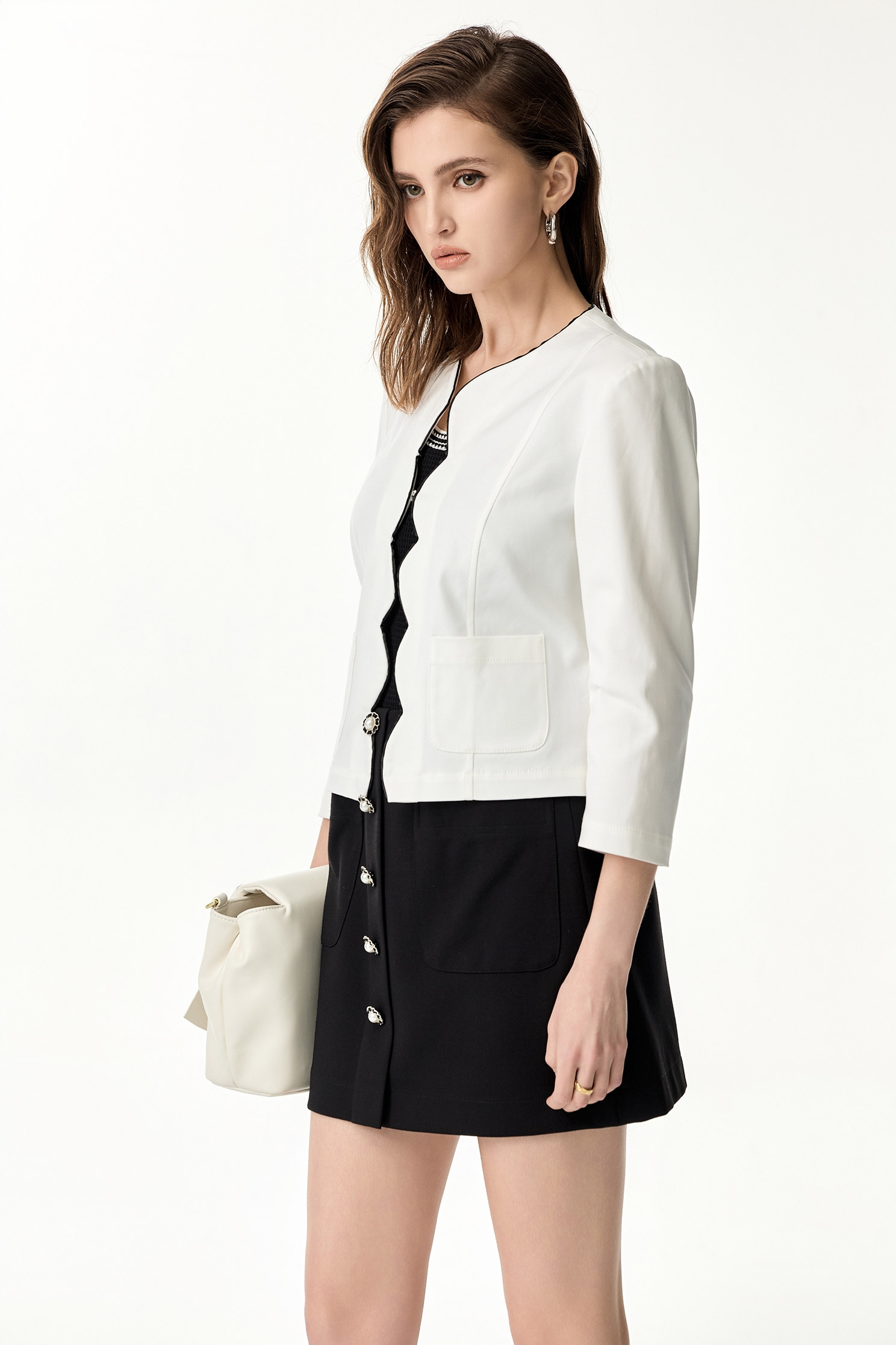 Scallop Trim Detail Crop JacketScallop Trim Detail Crop Jacket,Jackets,Outerwear,Season (SS) Look