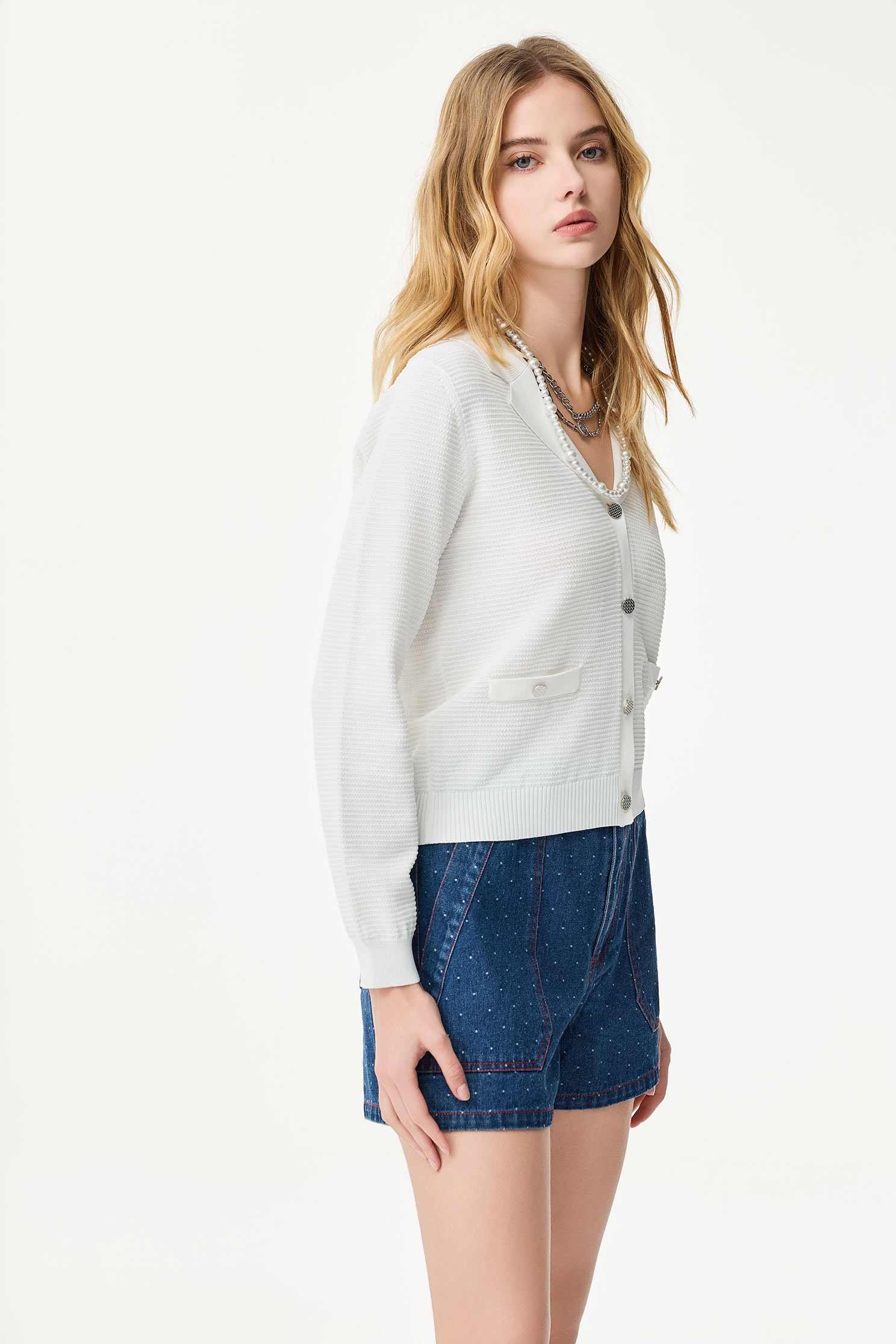 Basic White Knit CardiganBasic White Knit Cardigan,Outerwear,Season (SS) Look,Knitted,Knitted coats