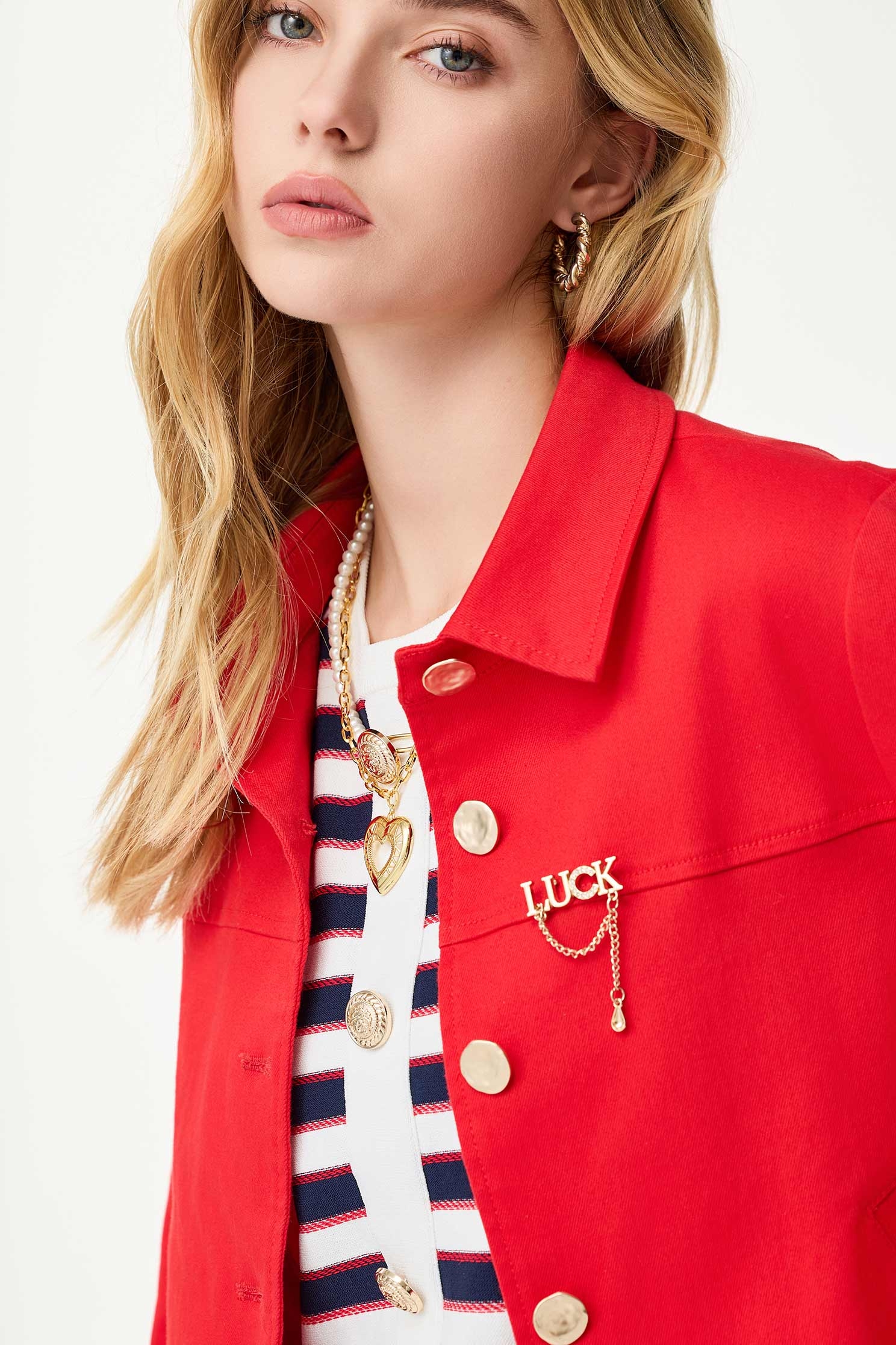 Chilli Red Classic Denim JacketChilli Red Classic Denim Jacket,Jackets,Outerwear,Season (SS) Look,Denim,Denim Jackets,Long sleeve outerwear