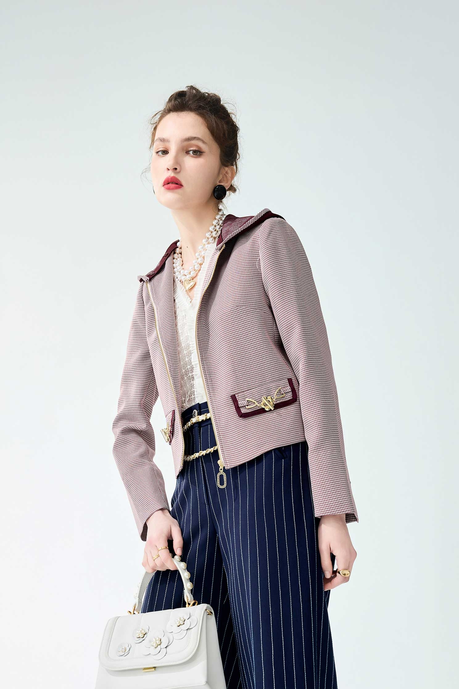 Mahogany Plaid Hoodie JacketMahogany Plaid Hoodie Jacket,Jackets,Outerwear,Season (SS) Look,Plaid,Hoodie jackets