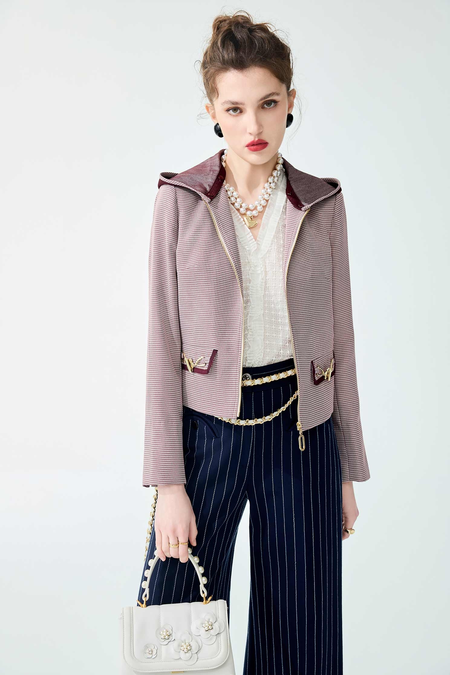 Mahogany Plaid Hoodie JacketMahogany Plaid Hoodie Jacket,Jackets,Outerwear,Season (SS) Look,Plaid,Hoodie jackets