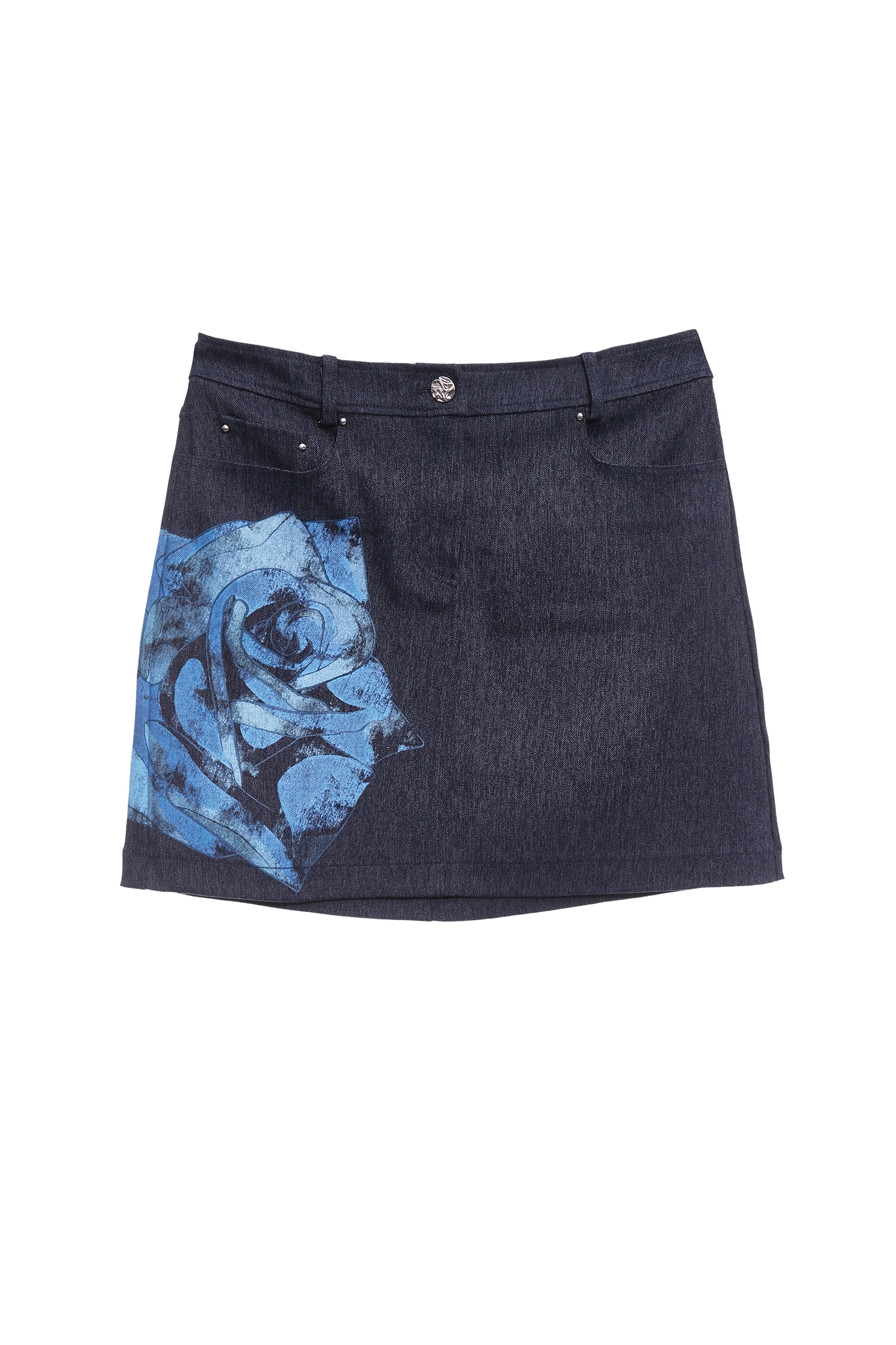 Rose Graphic Print Denim SkirtRose Graphic Print Denim Skirt,Season (SS) Look,Denim,Denim skirts,Mini skirts