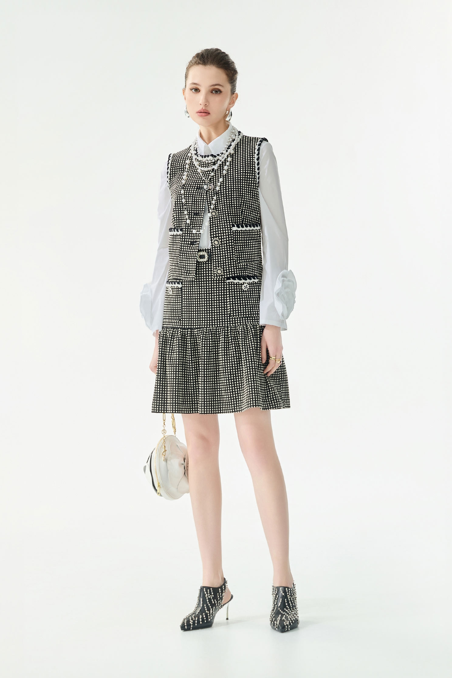 Patch Pocket Plaid SkirtPatch Pocket Plaid Skirt,Season (SS) Look,pearl,Mini skirts