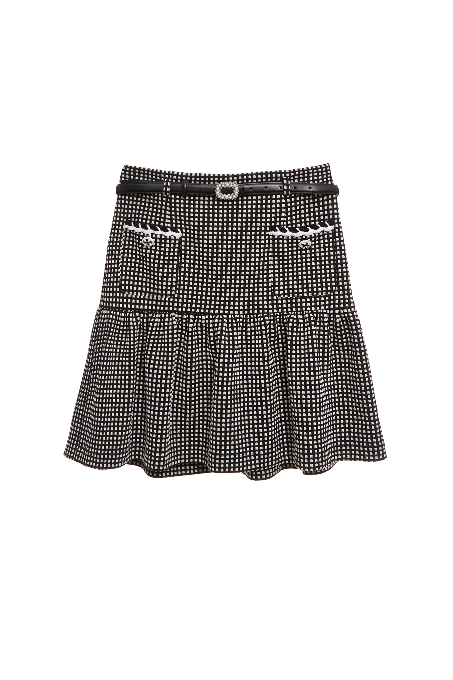 Patch Pocket Plaid SkirtPatch Pocket Plaid Skirt,Season (SS) Look,pearl,Mini skirts