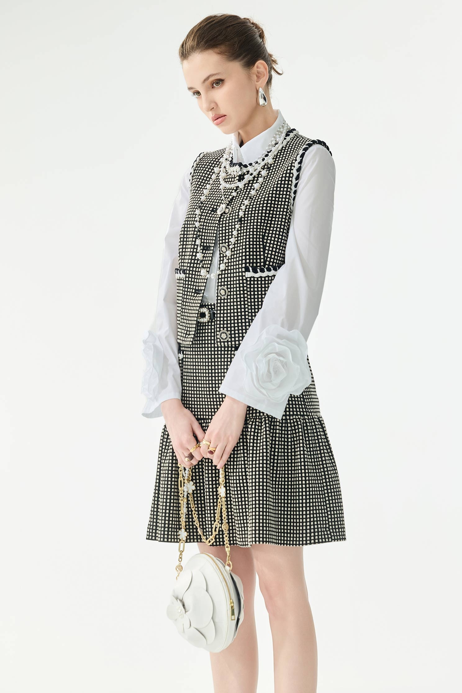 Patch Pocket Plaid SkirtPatch Pocket Plaid Skirt,Season (SS) Look,pearl,Mini skirts