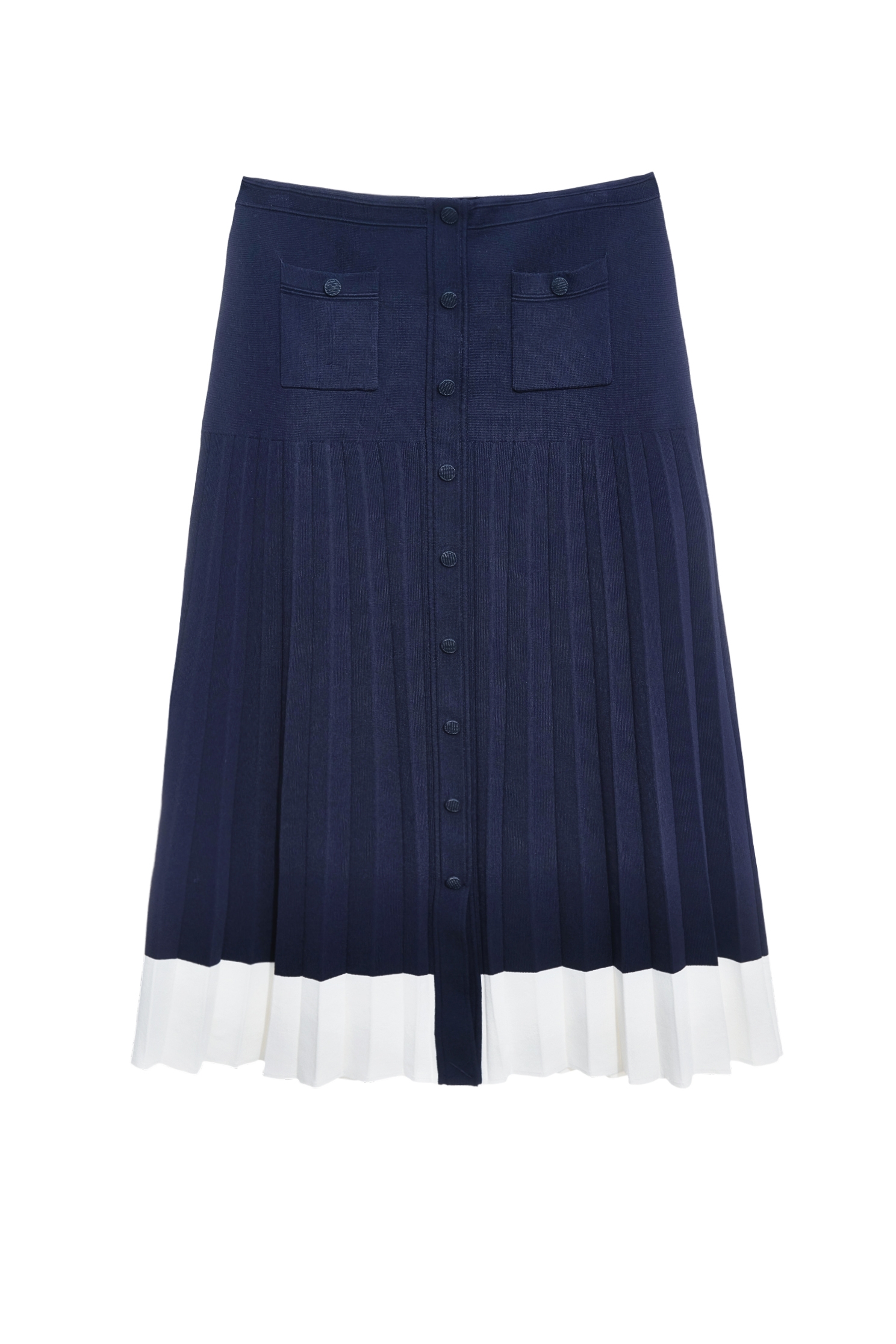 Pleated Navy Knit SkirtPleated Navy Knit Skirt,Season (SS) Look,Knitted