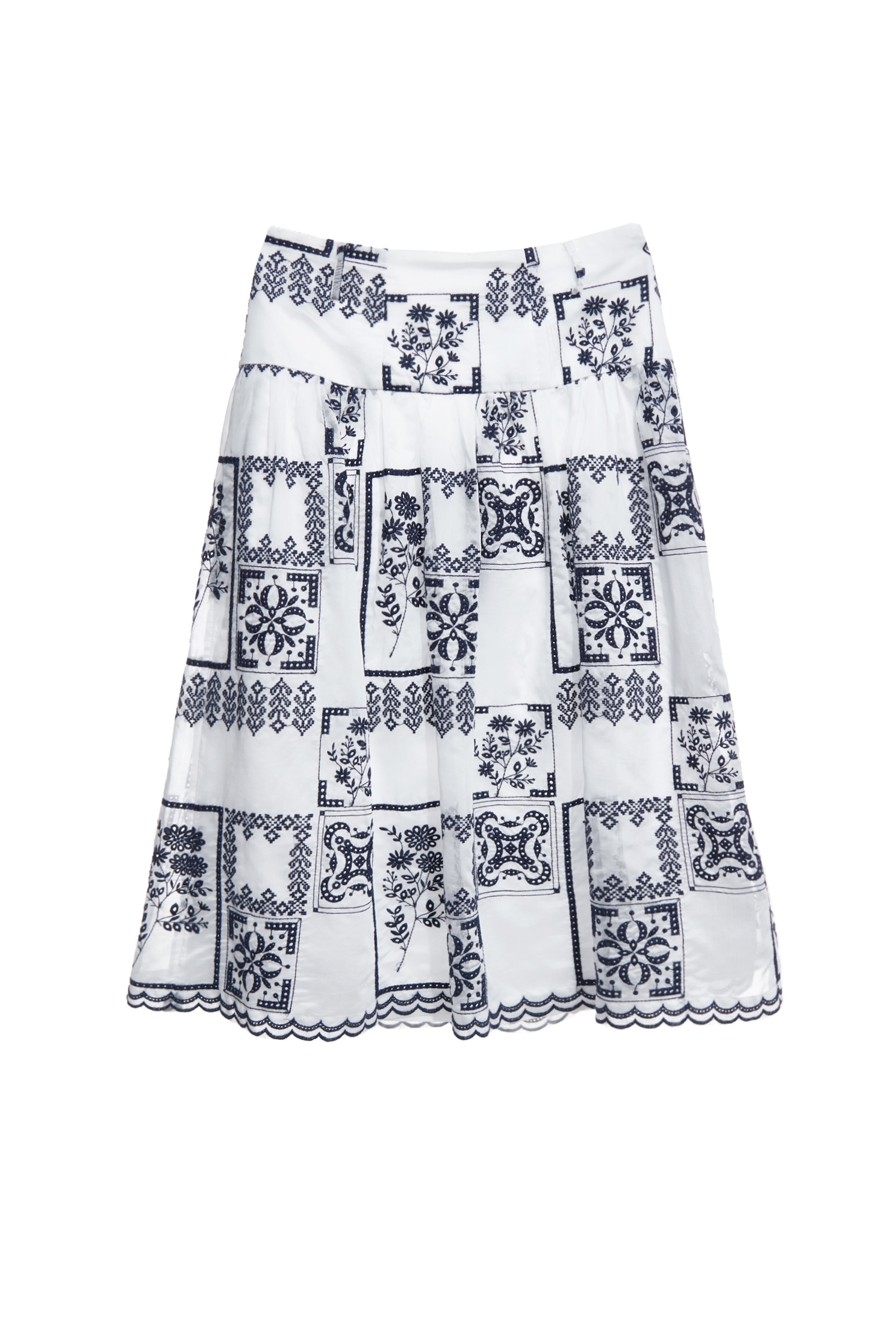 Floral Motif Embroidery Midi SkirtFloral Motif Embroidery Midi Skirt,Season (SS) Look,Embroidered,Midi skirts