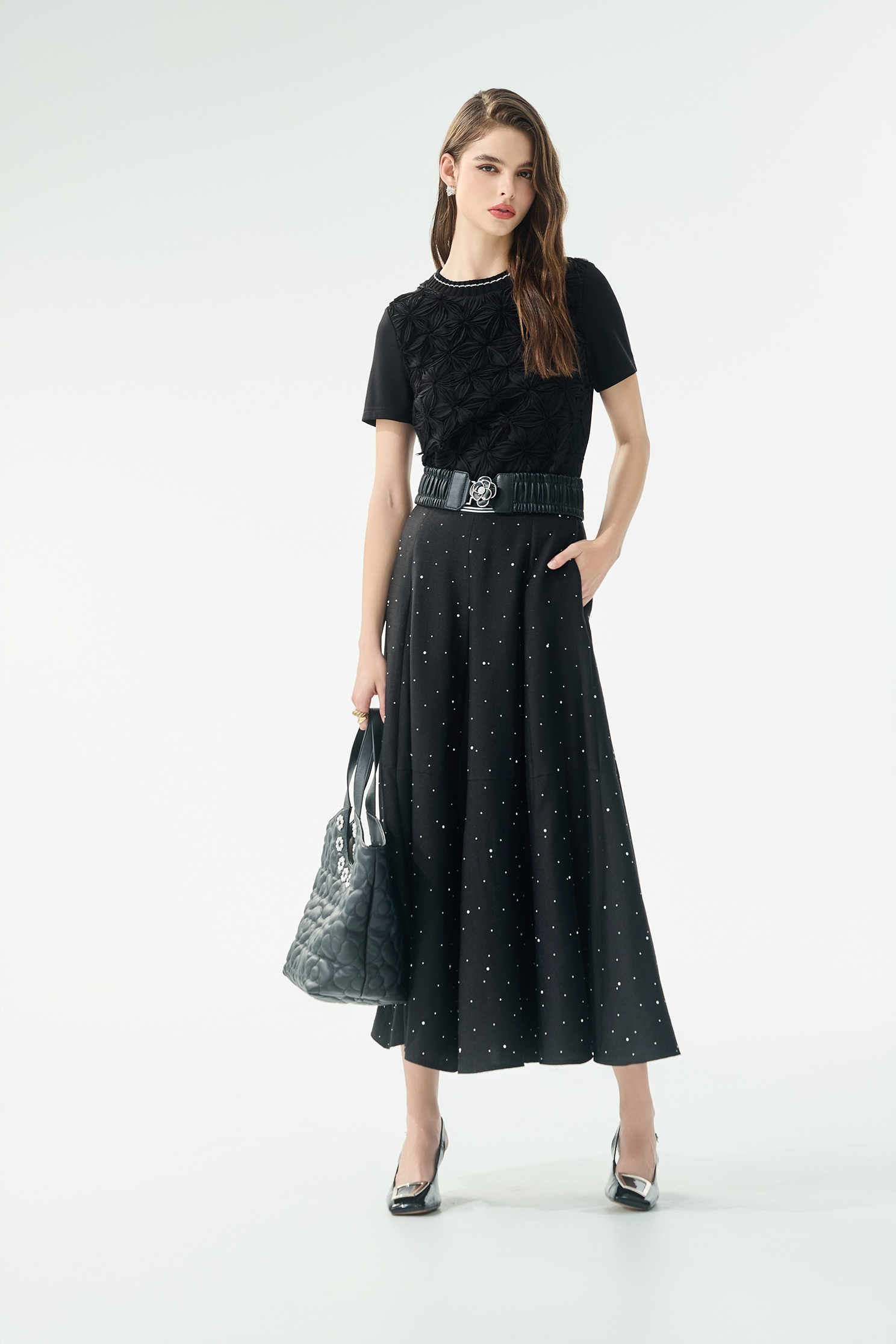 Pearl Detail Maxi SkirtPearl Detail Maxi Skirt,Season (SS) Look,pearl,Midi skirts