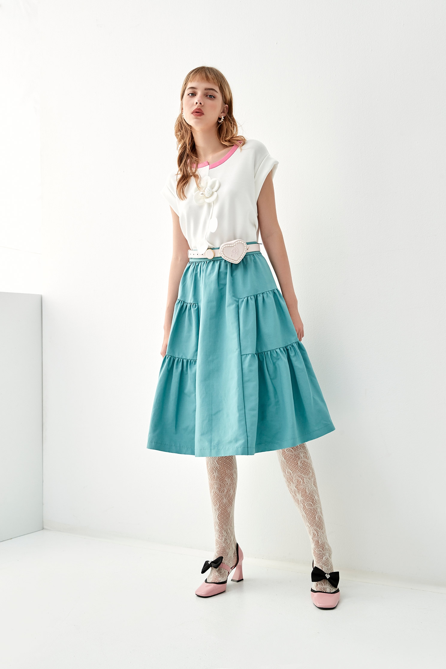 Midi Panel Mid Waist SkirtMidi Panel Mid Waist Skirt,Season (AW) Look,Layered skirts