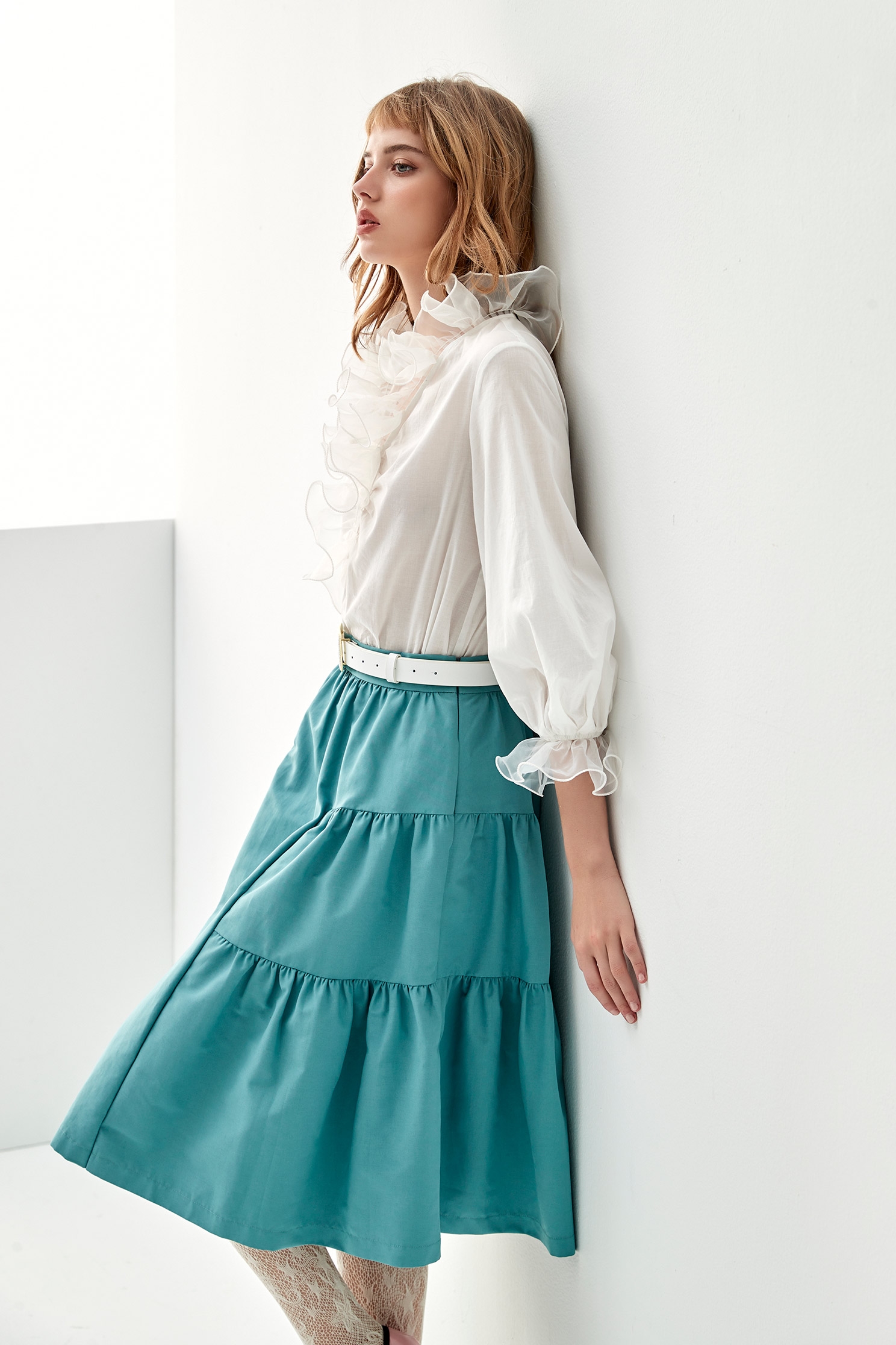 Midi Panel Mid Waist SkirtMidi Panel Mid Waist Skirt,Season (AW) Look,Layered skirts