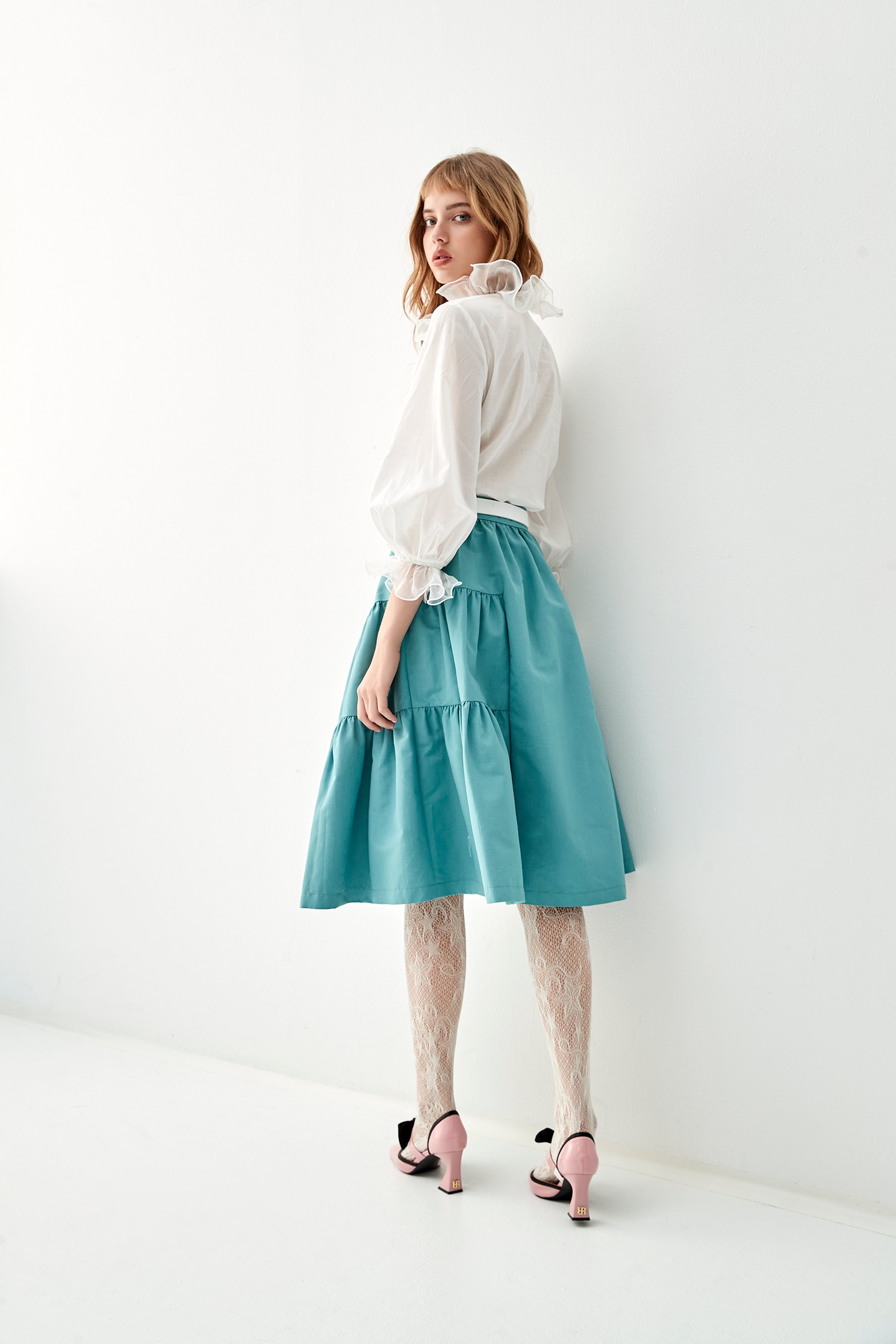 Midi Panel Mid Waist SkirtMidi Panel Mid Waist Skirt,Season (AW) Look,Layered skirts
